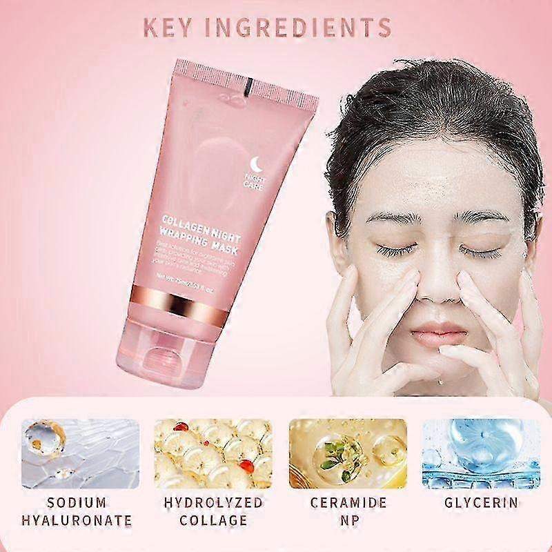コラーゲン ナイト ラッピング マスク ハイドレーティング & リフティング ピールオフ フェイス マスク セラミド、ヒアルロン酸、グリセリン 75ml