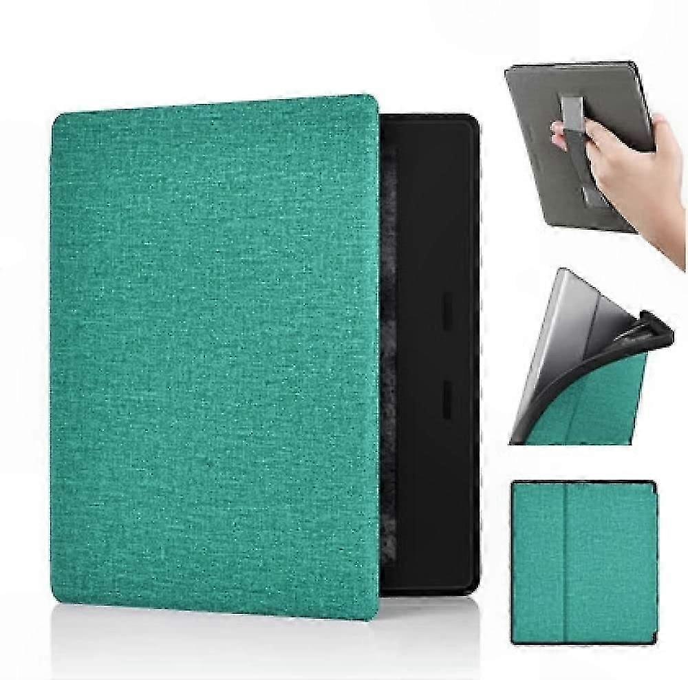 Green Fabric Cover for 7" Kindle Oasis 10th Gen - 2019 Model, with Hand Strap and Auto Sleep/Wake Feature