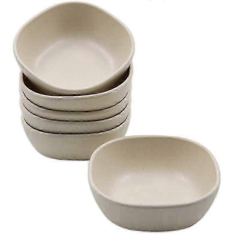 Set of 6 stackable dessert bowls, unbreakable snack and appetizer saucers (Beige)