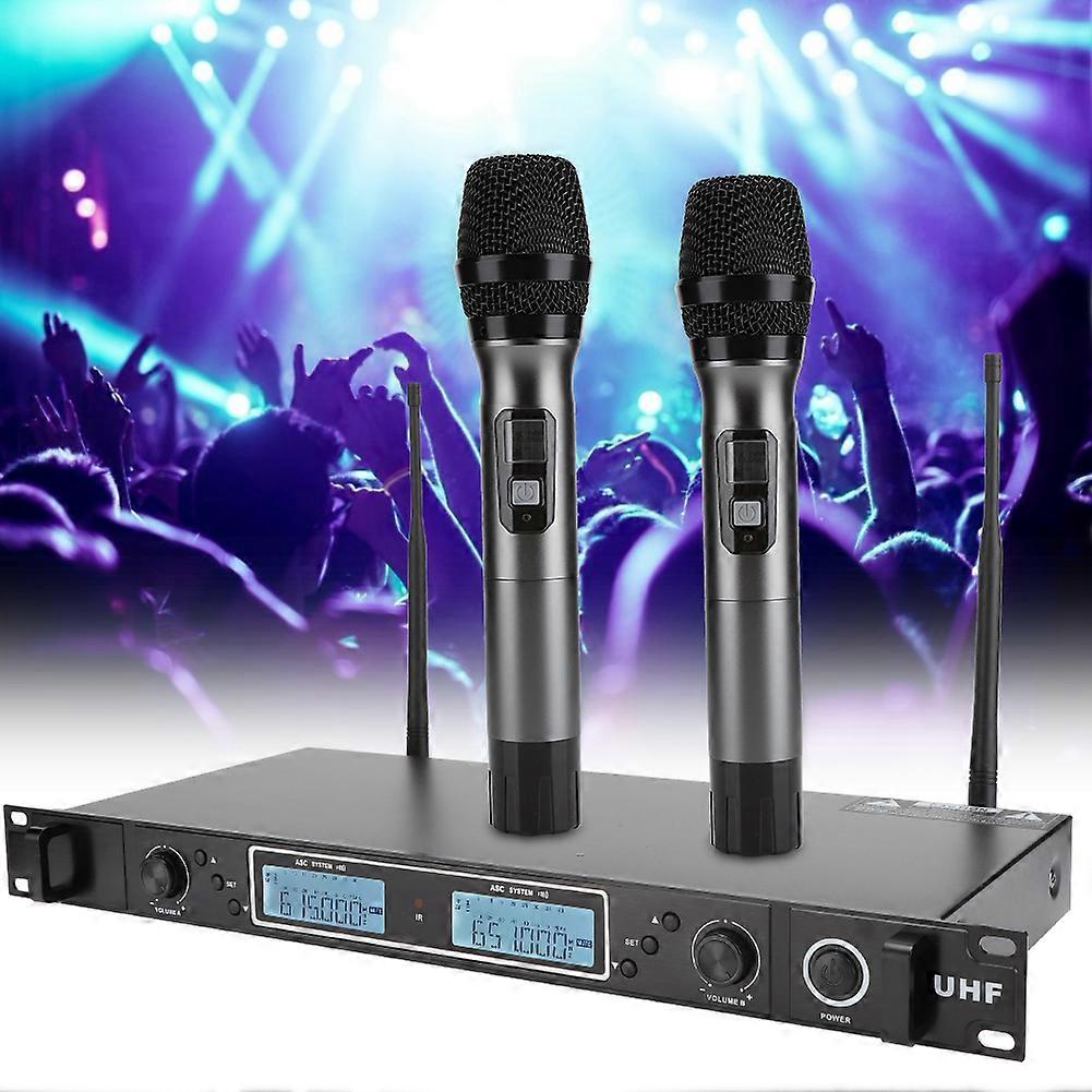 Handheld Dual UHF Wireless Microphone System for Karaoke & Speech