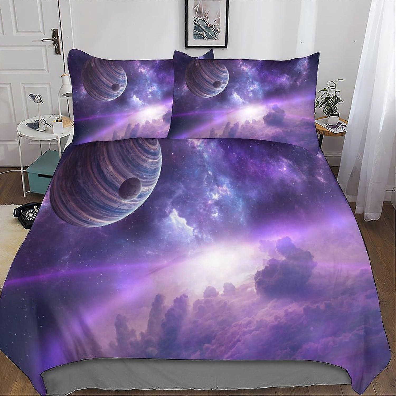 Bedding Single Bed Set Galaxy Printed Duvet Cover Super Soft Microfiber Bedding Set with Zipper with Pillowcases Quilt Cover Hypoallergenic for in Kid