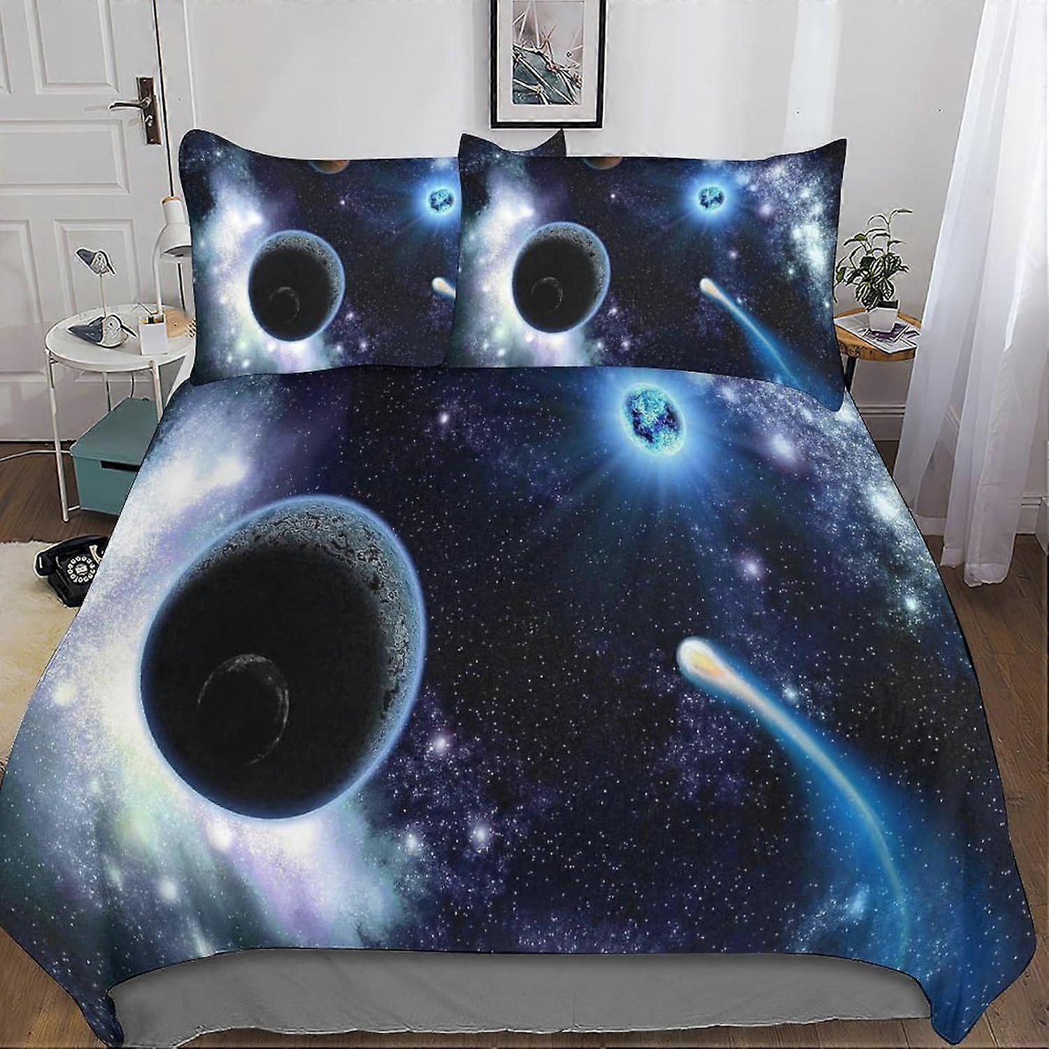 Bedding Single Bed Set Galaxy Printed Duvet Cover Super Soft Microfiber Bedding Set with Zipper with Pillowcases Quilt Cover Hypoallergenic for in Kid