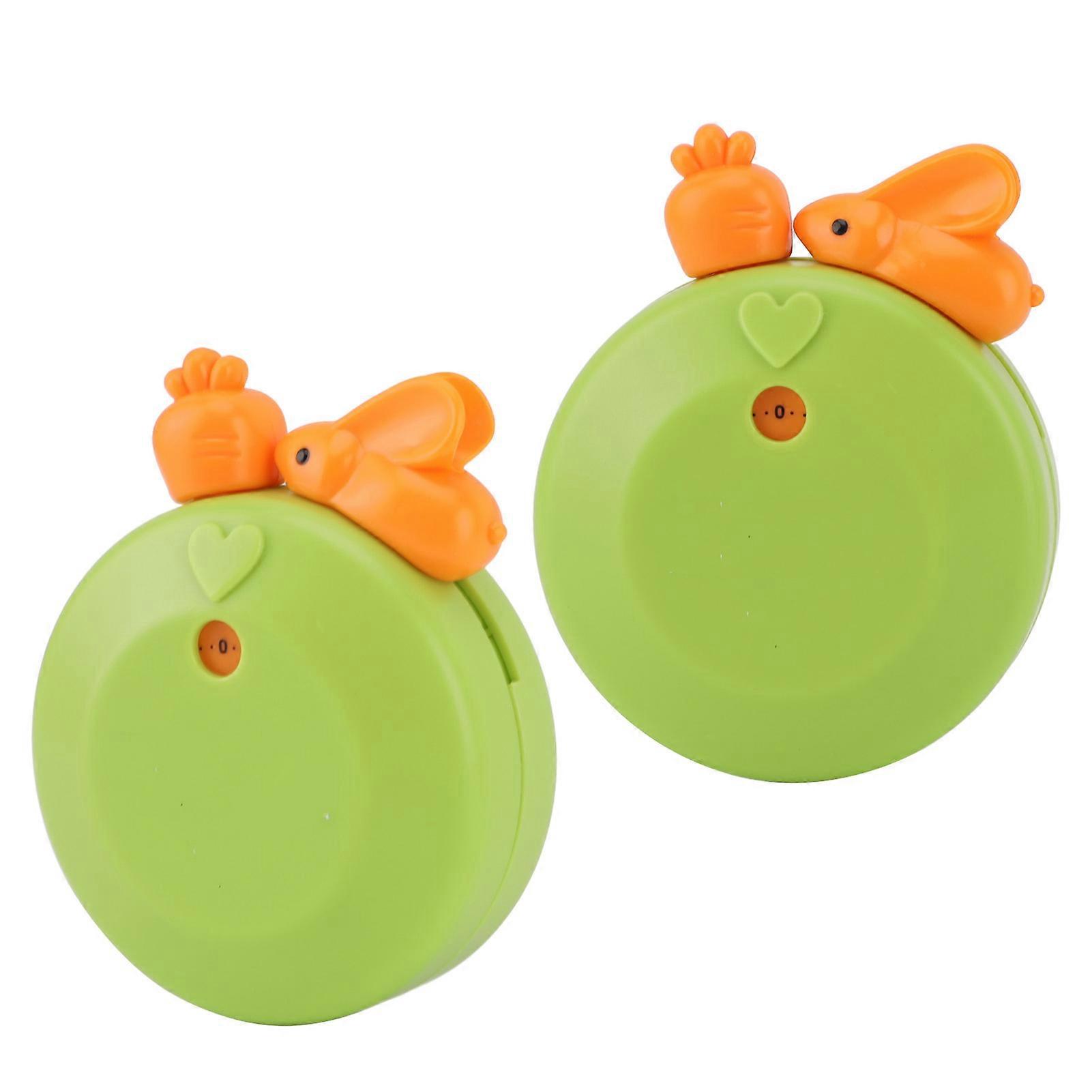 Cartoon Rabbit Mechanical Kitchen Timer Green 95g Countdown Tool