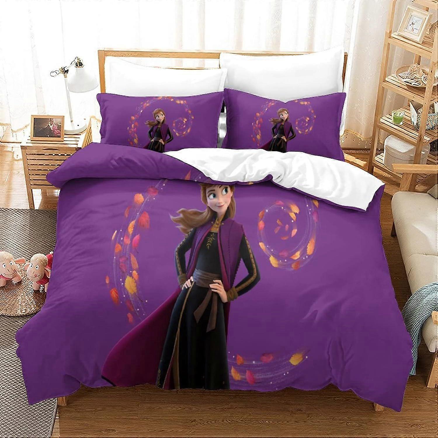 PIN845 Frozen Duvet Cover Set for Kids Youth Adults Cartoon Anime Duvet Covers Single Size Bedding Set with Pillowcases Ultra Soft Microfiber Quilt Co