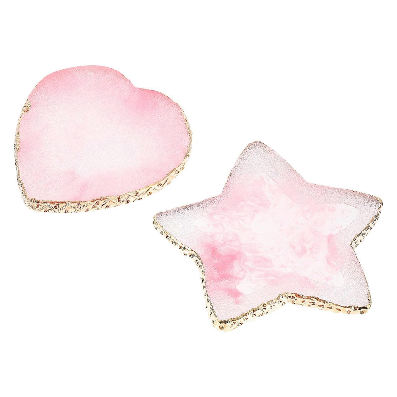 Manicure Display Plates Pink Resin for Showing 2Pcs Fake Nail Tips