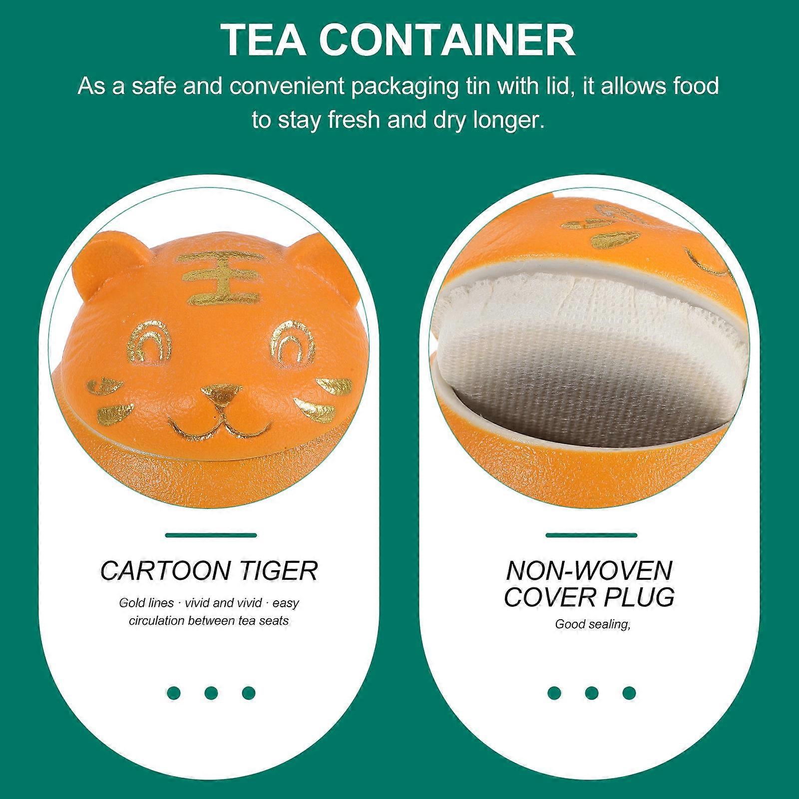 Spice Container Ceramic Tea Holder Home Use Orange Round Lid Storage 1Pack