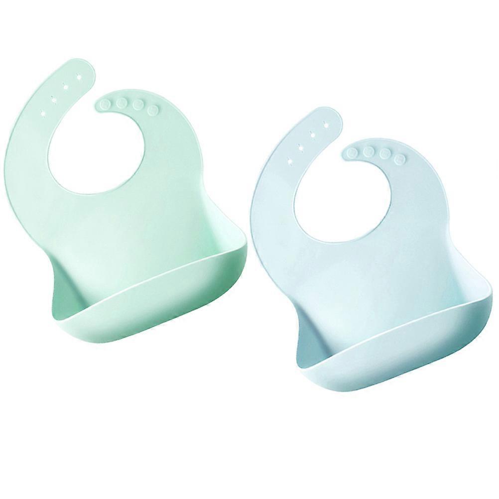 Baby Bib Silicone 2Set Soft Adjustable Feeding Bibs for Toddlers with Food Catcher for Clean and Organized Mealtime