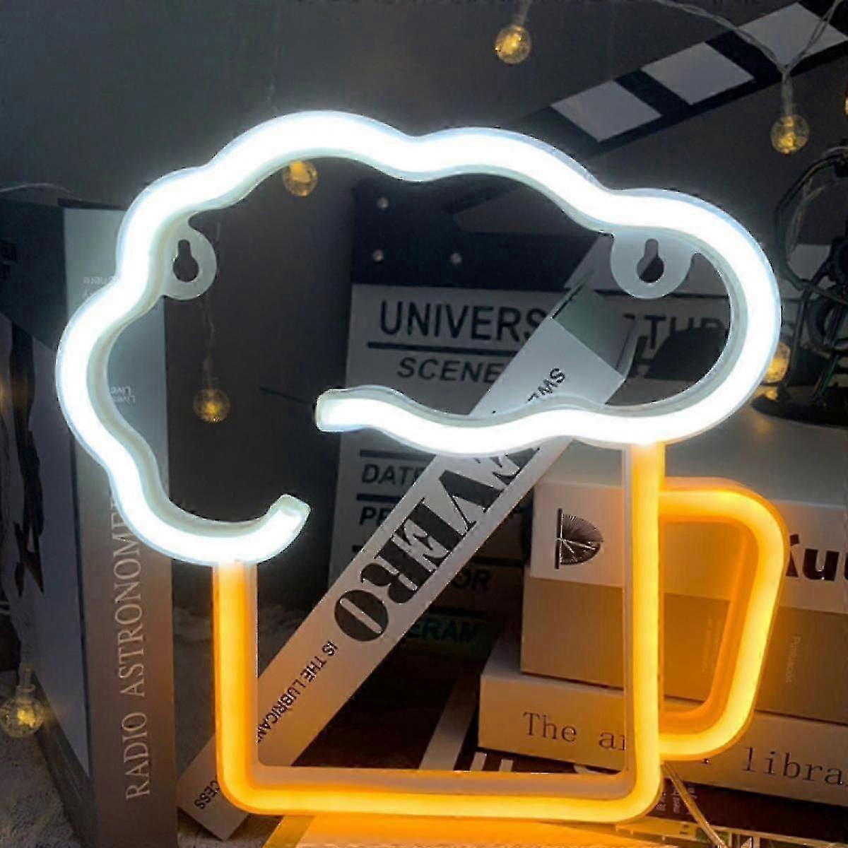 Beer Neon Signs Beer Signs Yellow White Neon Lights Wall Decor For Bar Nightclub Beach Store Design Holiday Celebration Party Decor Tw