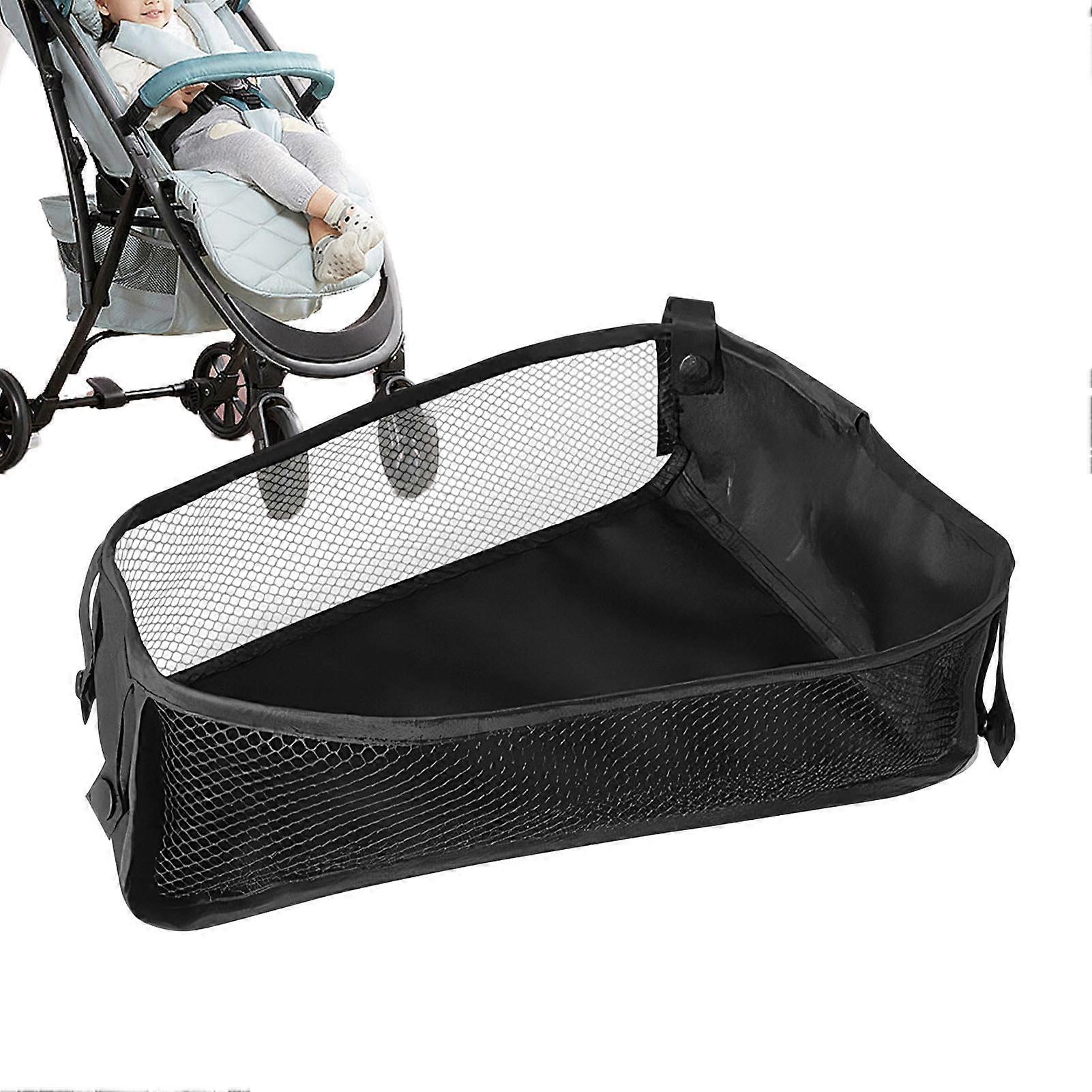 Baby Stroller Storage Basket Portable Mesh Storage Bag Attachment for Stroller, Large Capacity Organizer, Black
