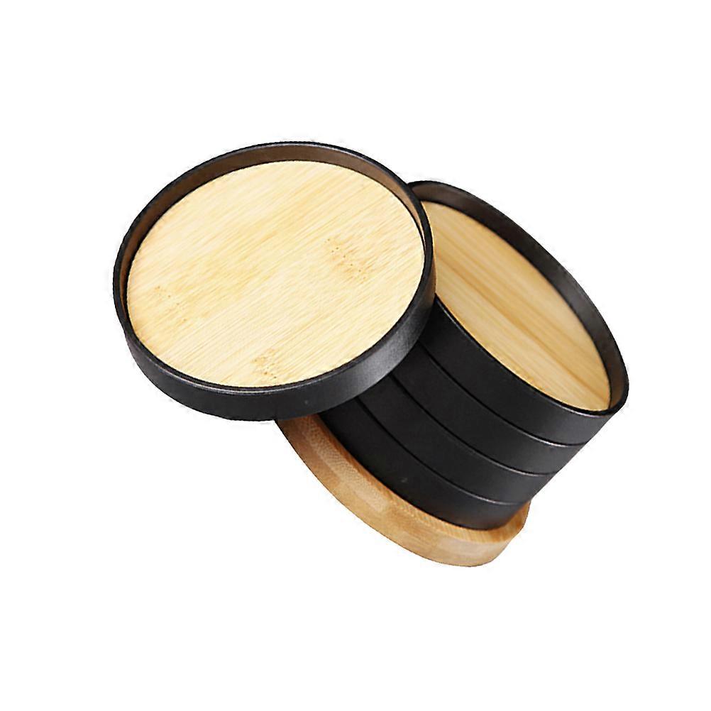 Round Teapot Storage Tray Bamboo for Use 12Pcs Practical Set