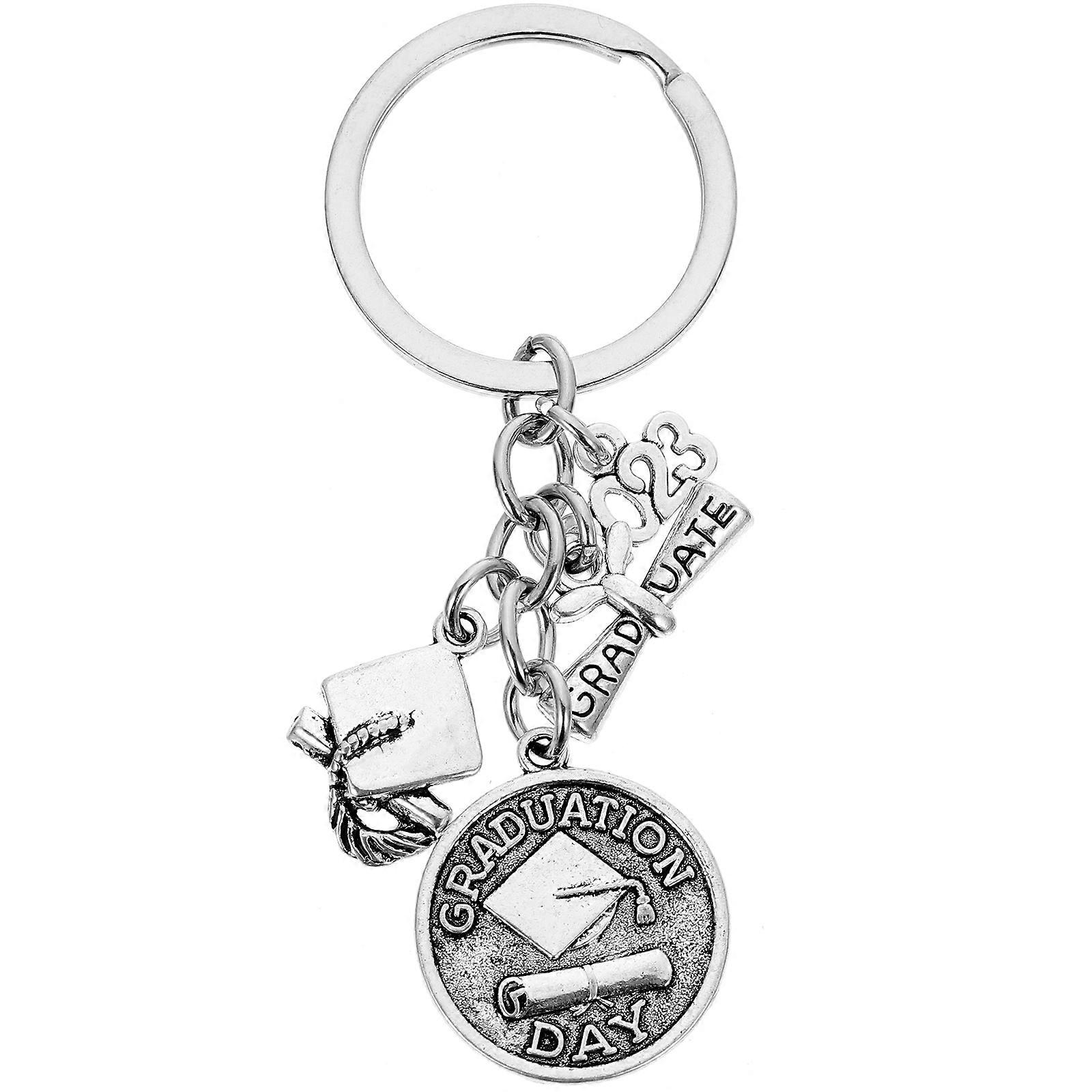 Graduation Gift Keychain 5Pcs Silver for Decor Grad Key Holder Easy Attach Design