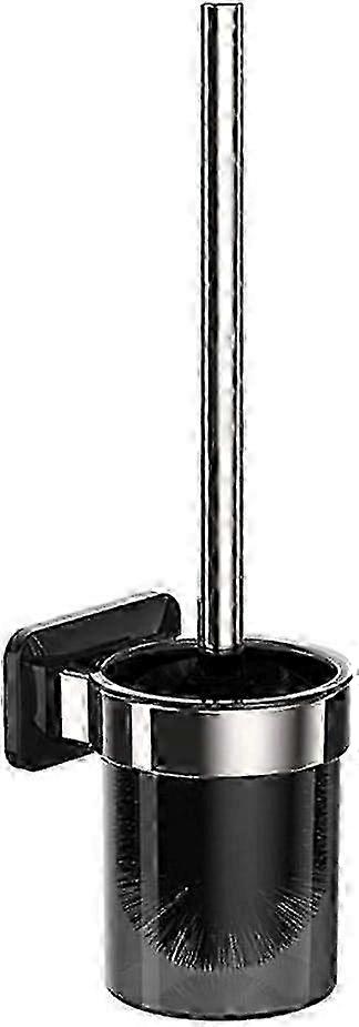 Black Toilet Brush with Wall Bracket and Self Adhesive Holder