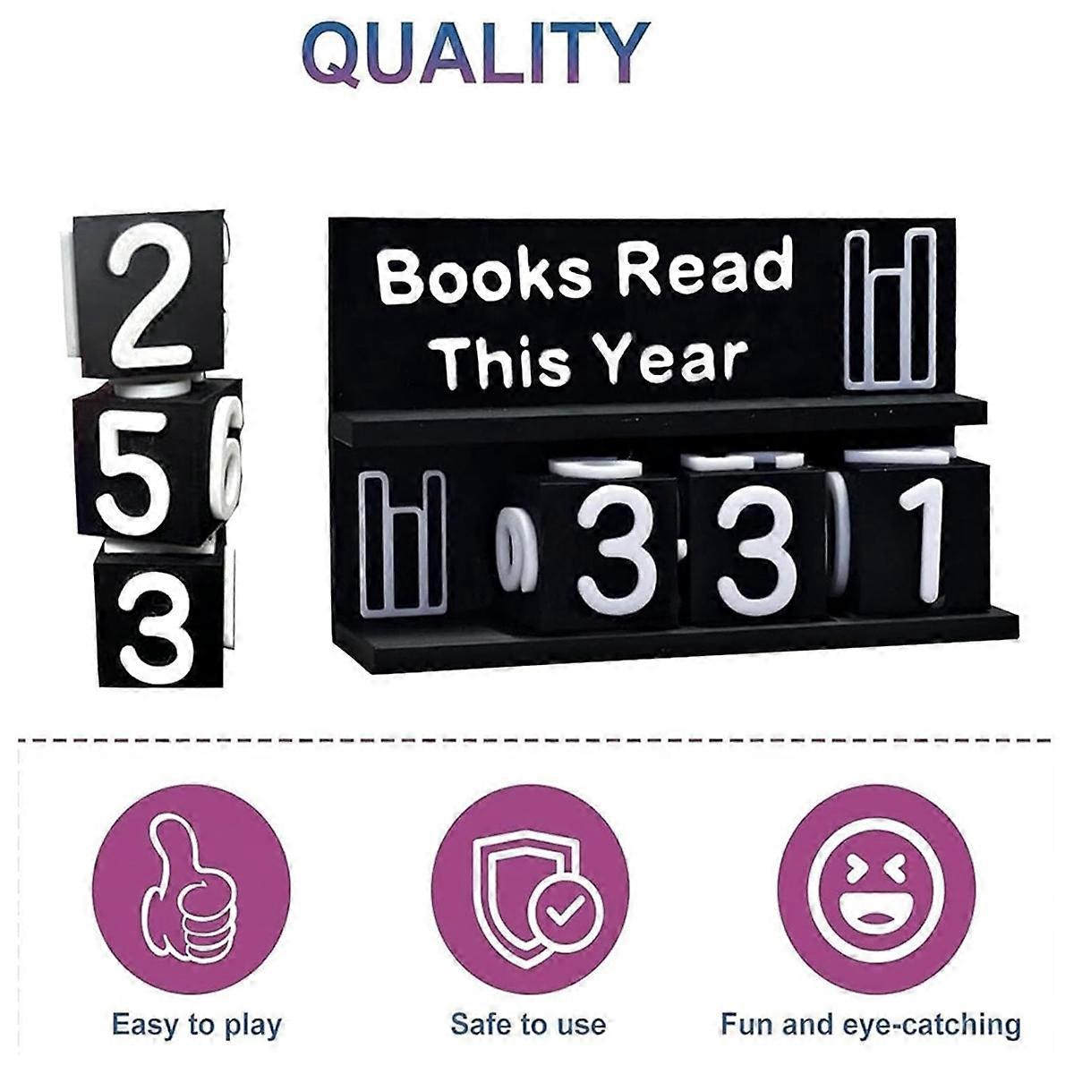 Bookshelf Decor Book Read This Year Counter, 3d Challenge Reading Tracker, Reading Challenge Gift, N
