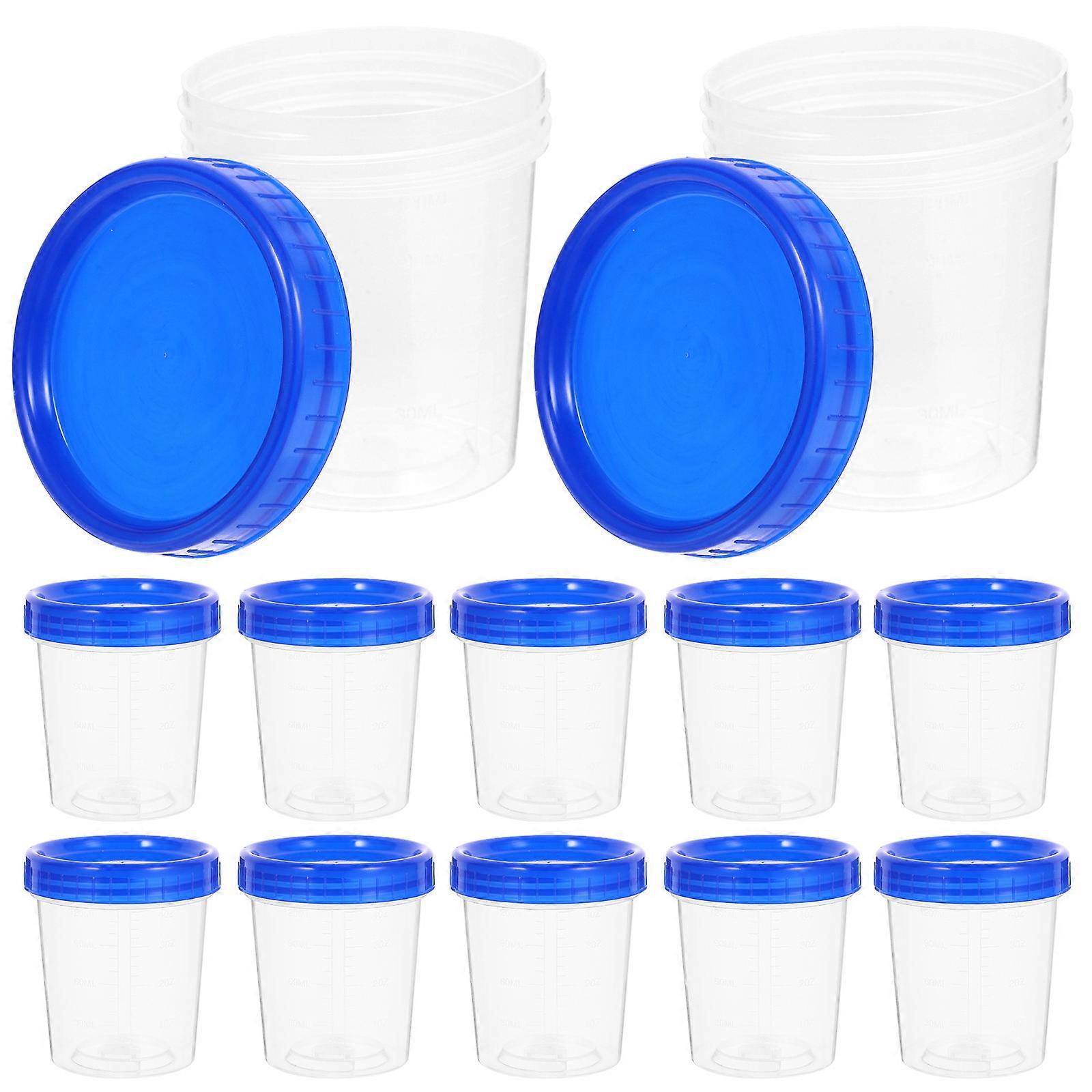 Plastic Measuring Cup Specimen Cups with Lid for Laboratory 12Pcs