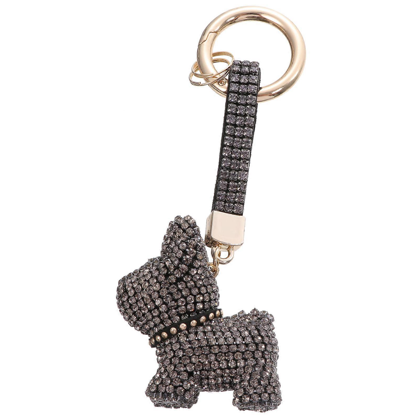 Diamond Keychain Stylish Key Ring for Decoration 3Pcs Black Accessory