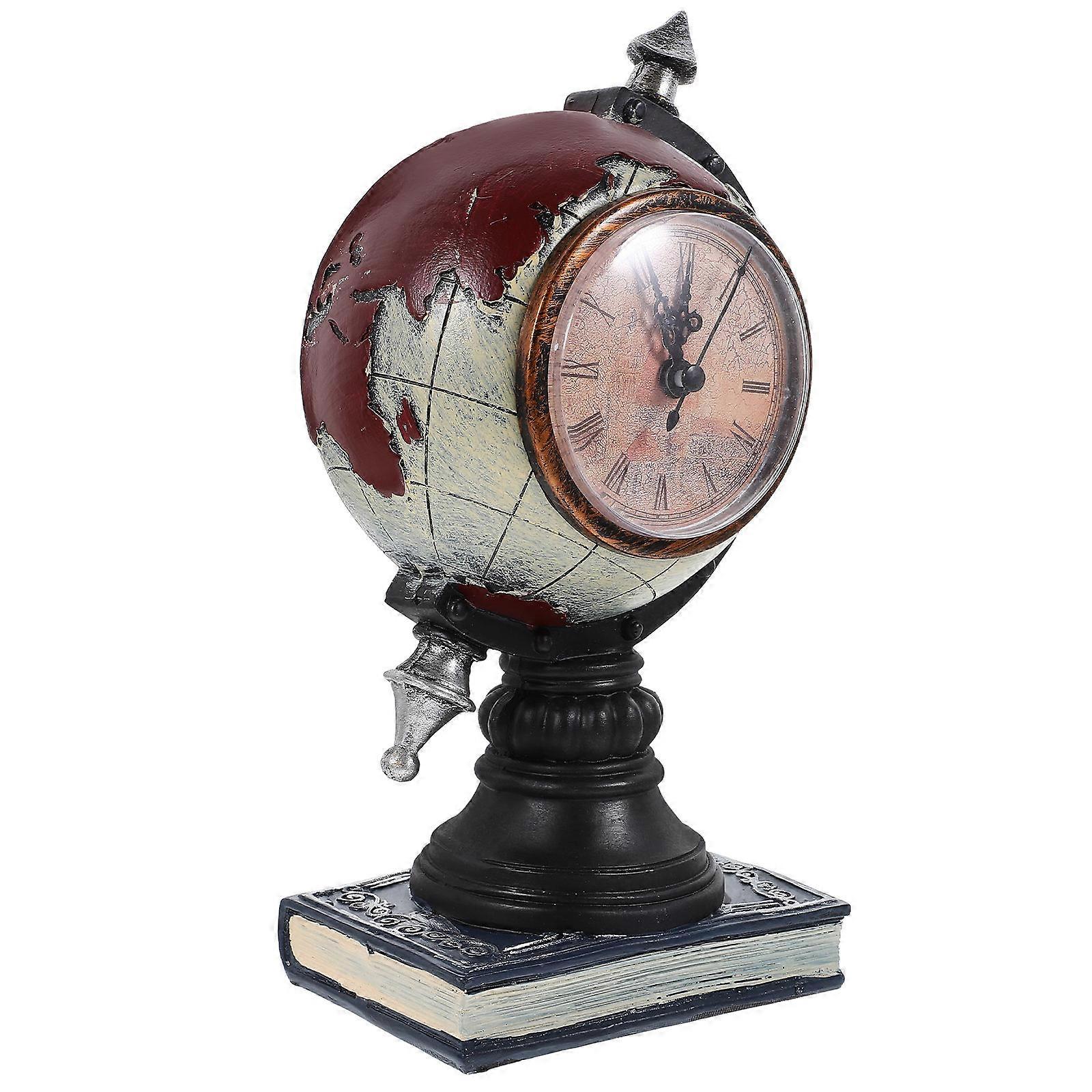 Desktop Globe Clock Resin Clock for Timekeeping Multicolor 2Pcs Decoration