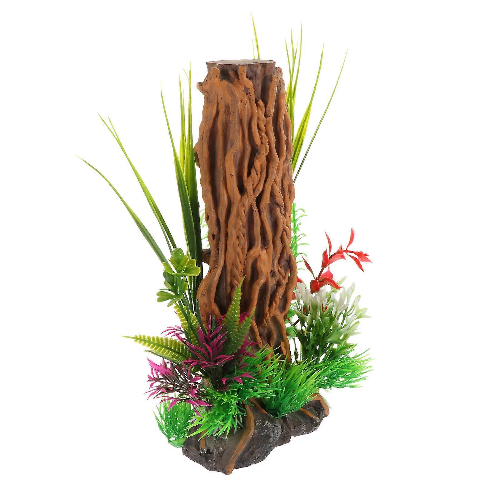 Simulation Stump for Fish Tank Adornment Plastic Aquatic Plants