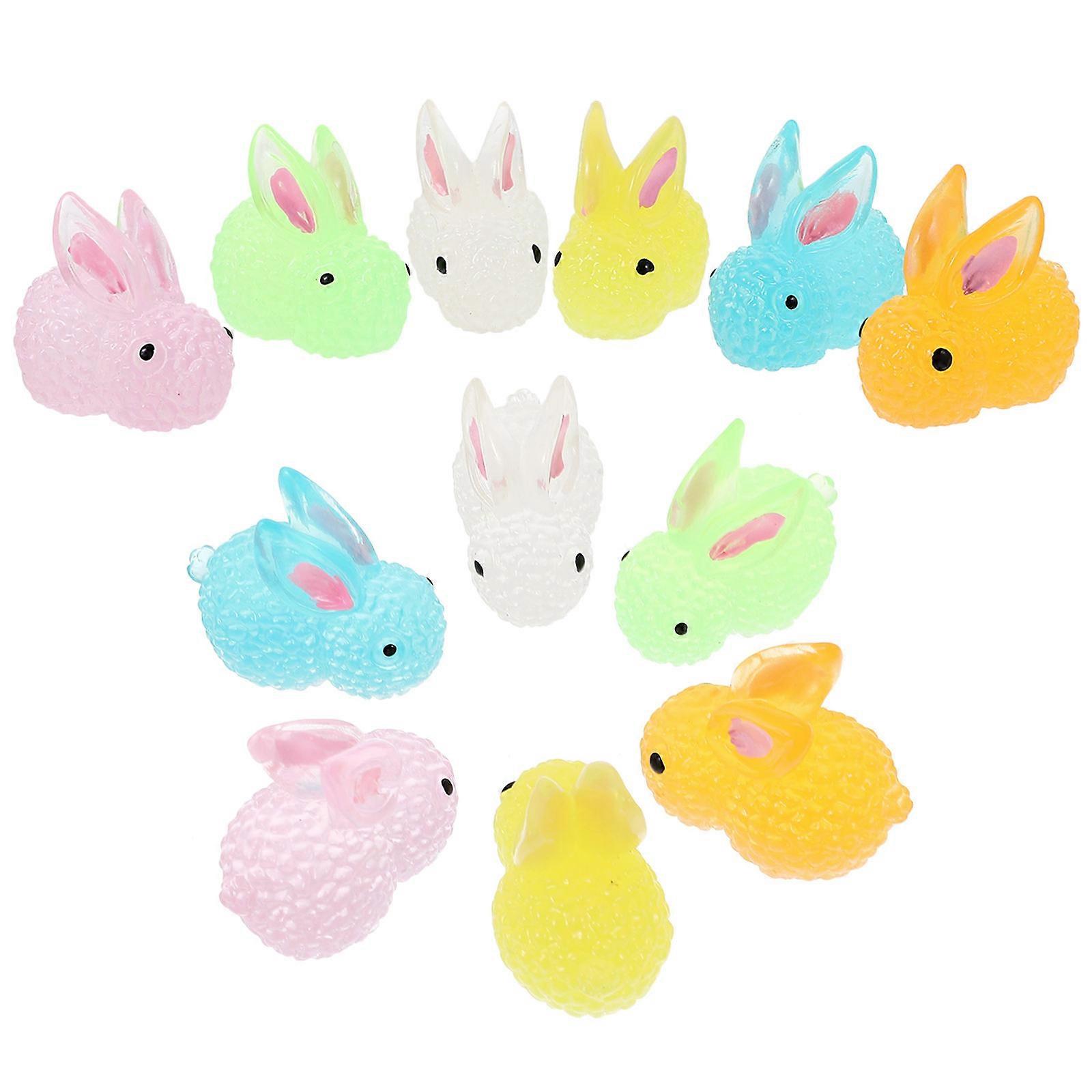 Zodiac Rabbit Figurines Resin Bunny Decorations for Desktop 48Pcs