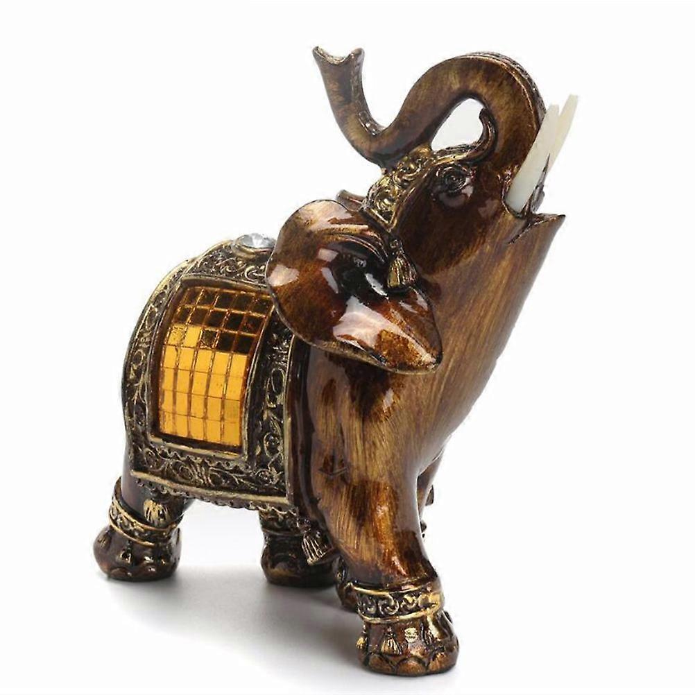 Decorative Artistic Resin Elephant Figurine Set Ideal For Home Or Office Decoration In Brown Color 3Pcs