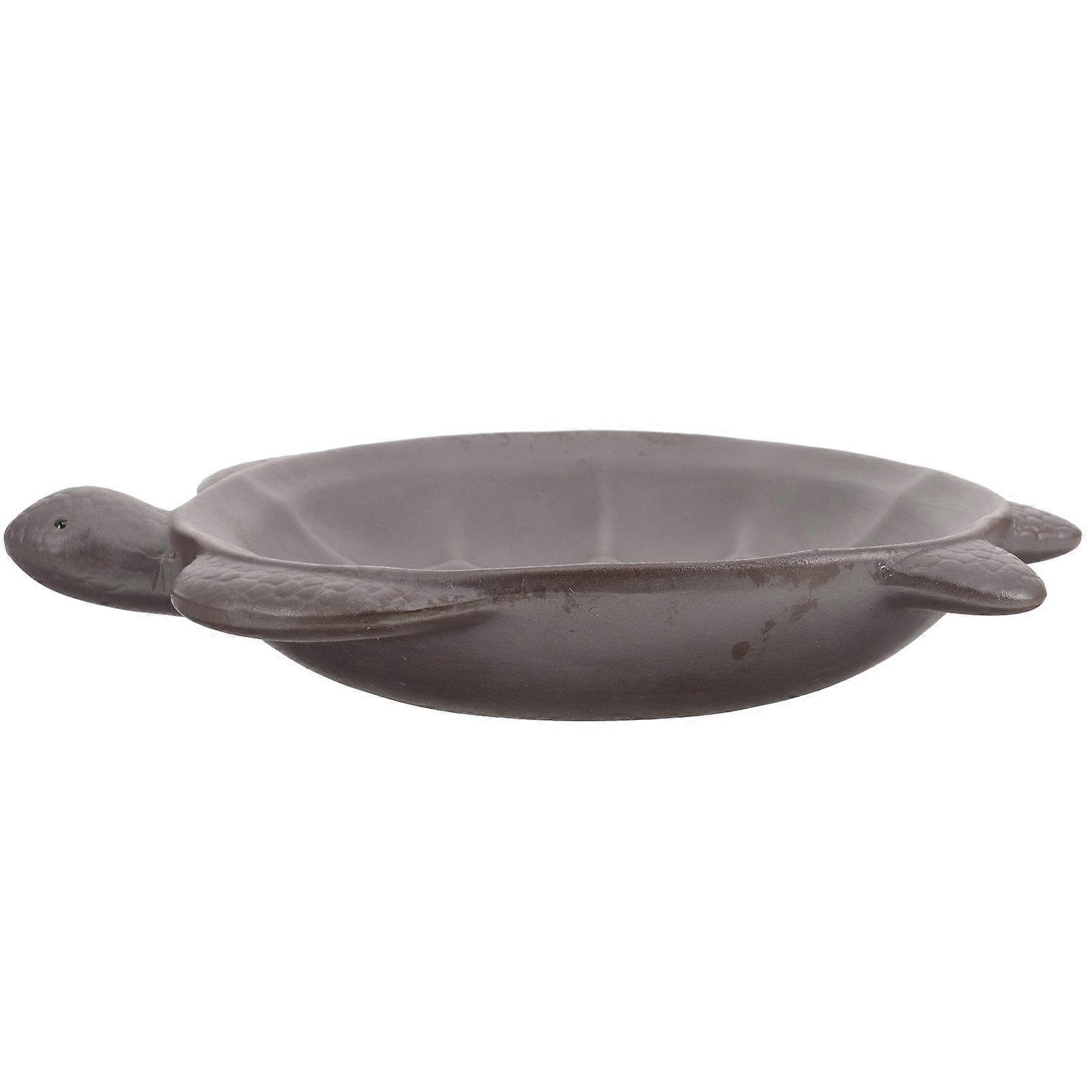 Ceramic Turtle Shaped Plant Saucer for Storage Use 3Pcs Dark Grey Set