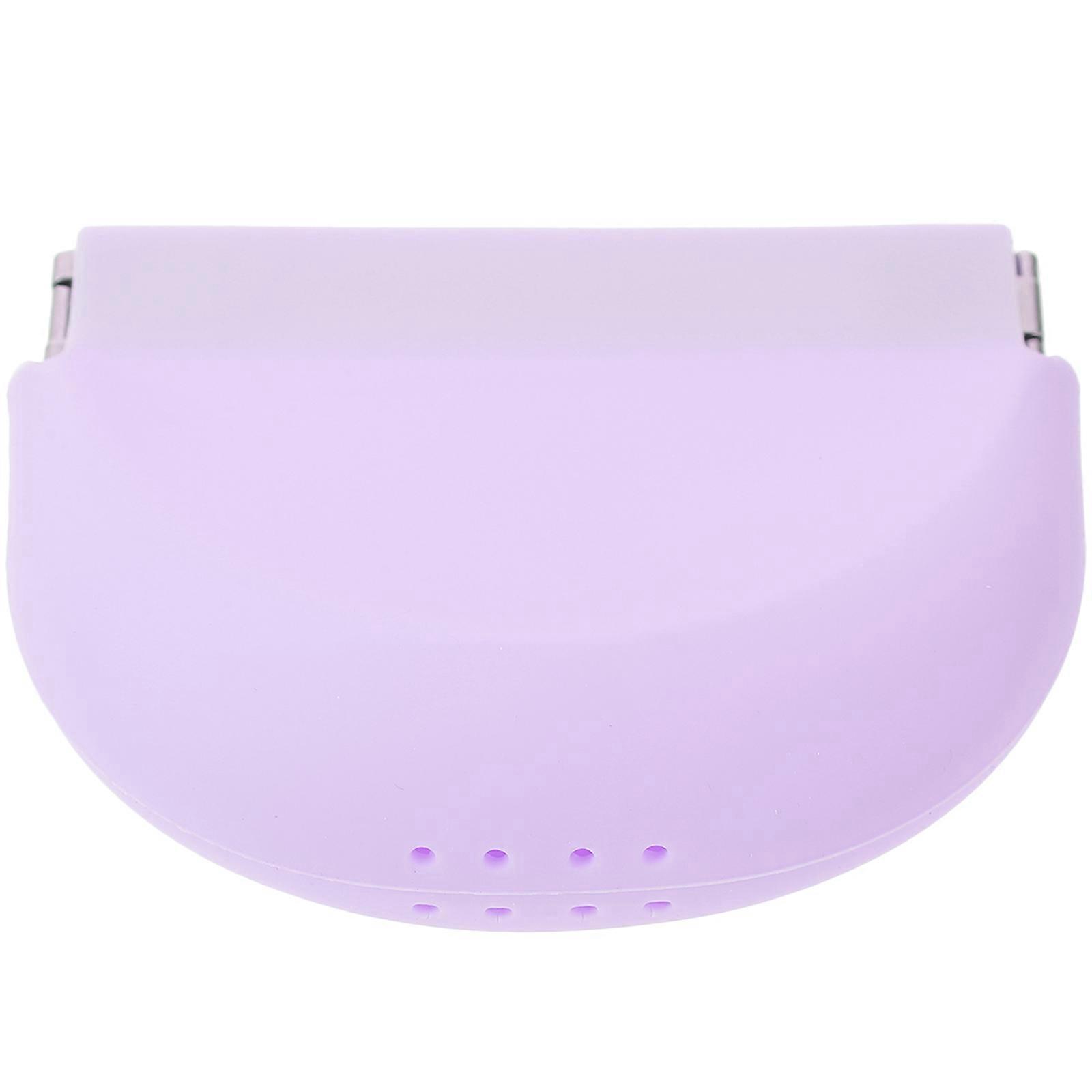 Portable Retainer Case Purple Silicone Denture Container for Daily Use