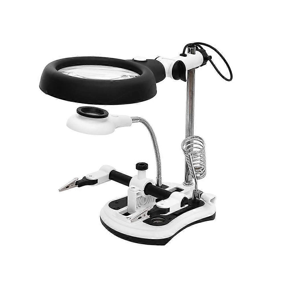 Magnifier Desk Lamp Station With Clamp And Alligator Clips Magnifying Glass Stand
