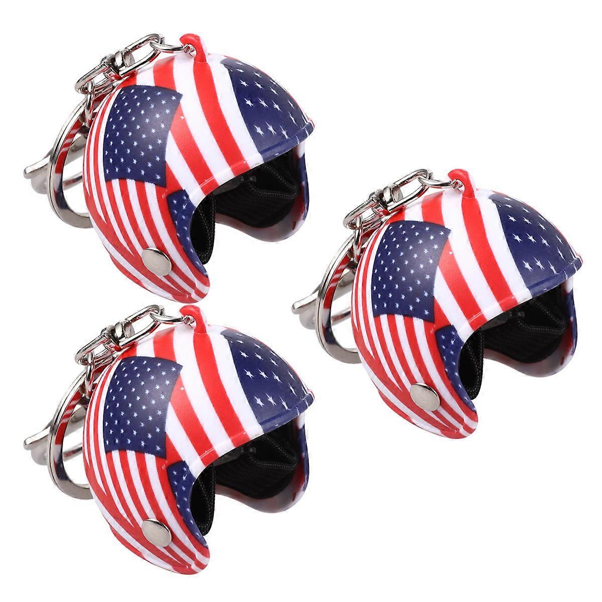 Keychain Decor Shape for Hanging Keys 6Pcs American Flag Key Rings