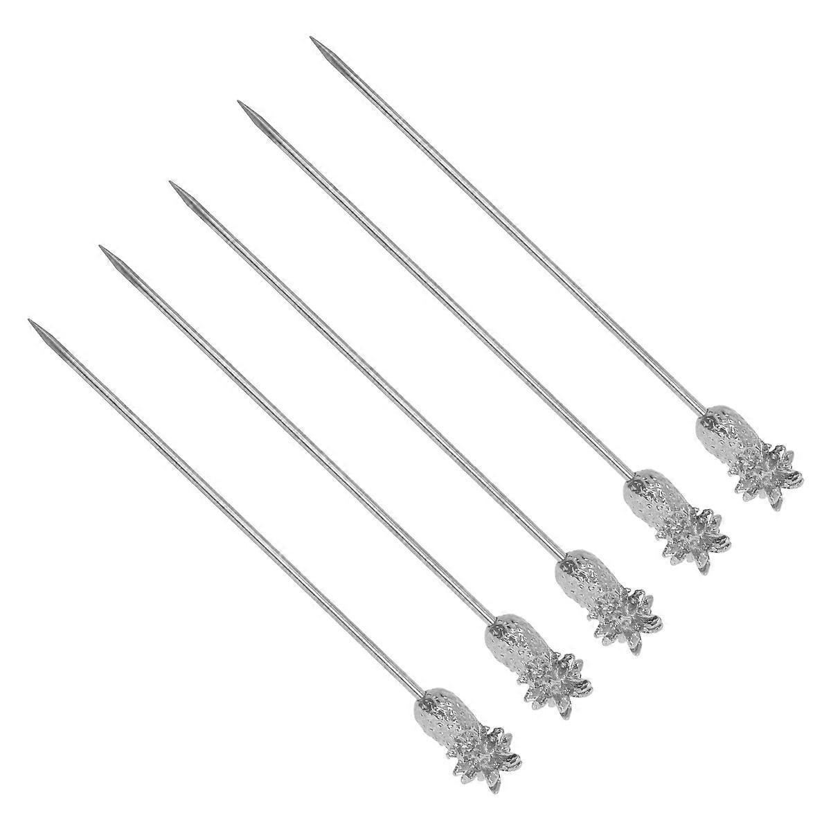 Fruit Forks Stainless Steel Pineapple Shape for Various Parties Silver 5Pcs