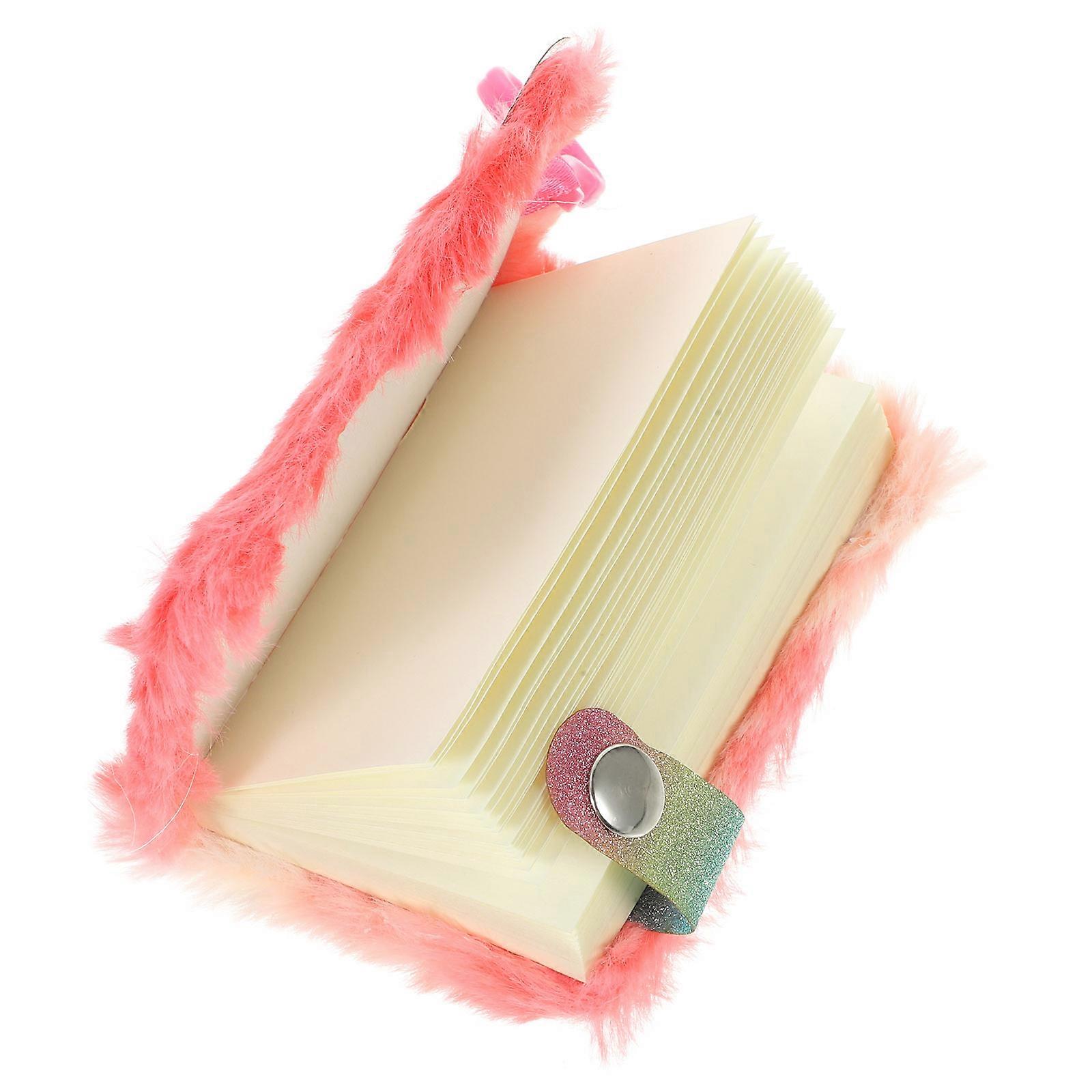 Diary School Hanging Notebook 2Pcs Red Fluffy Writing Accessory For Office Workers And Students