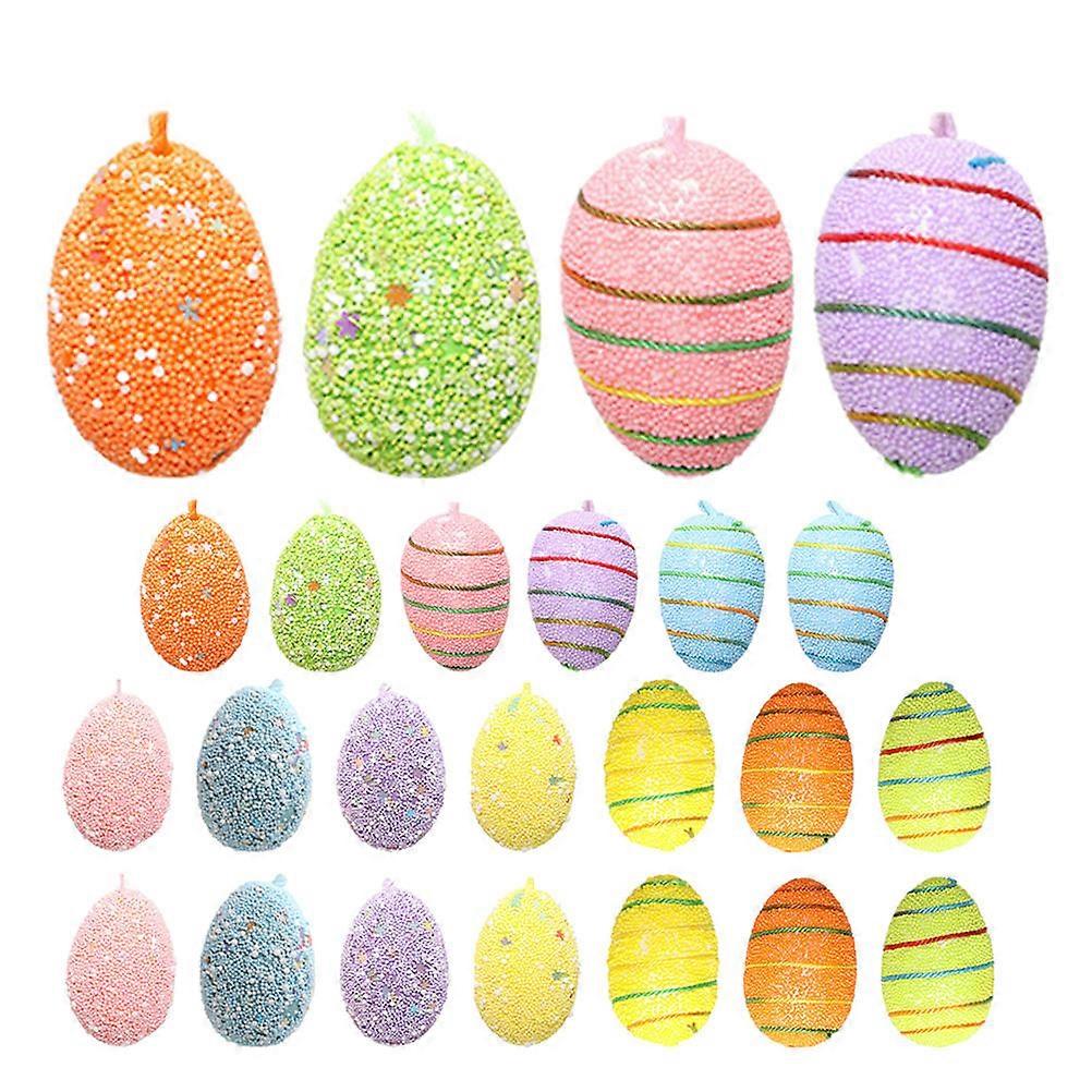 Colorful Hanging Plastic Eggs 24Pcs Egg Shape Decorations Foam for Easter Spring Party