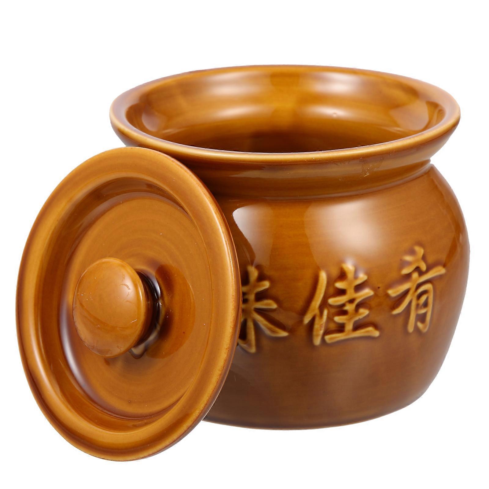 Craftsmanship Soup Bowl Ceramic Stewing Pot For Home Use 10.5X8.2CM Chocolate Thermal Shock Resistance 1Pack