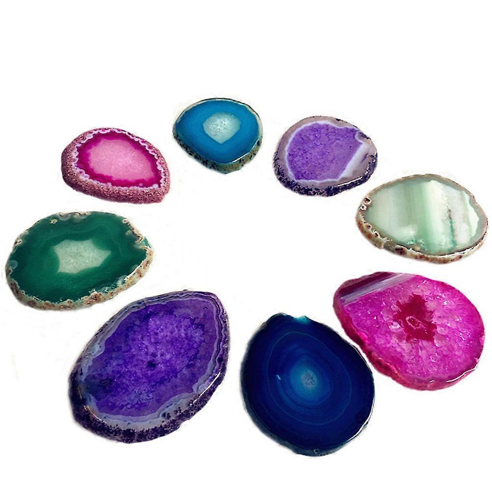 Decorative Agate Stone Slice 6-8Cm Oval Home Office Decoration 2Pcs Assorted Color Polished Living Environment Improvement
