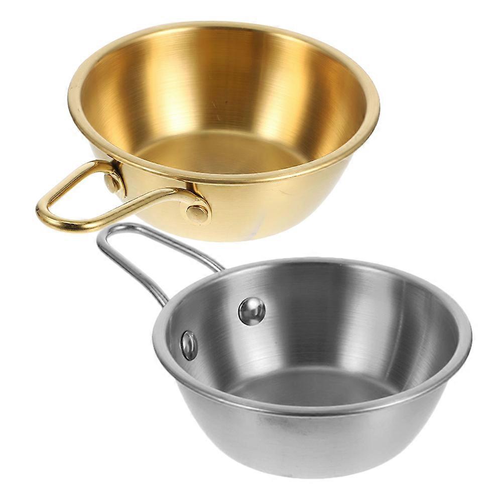 Stainless Steel Korean Rice Wine Bowl Set Of 4Pcs With Handle Ideal For Casual Dining Outdoor Events Featuring Durable Material And Assorted Color