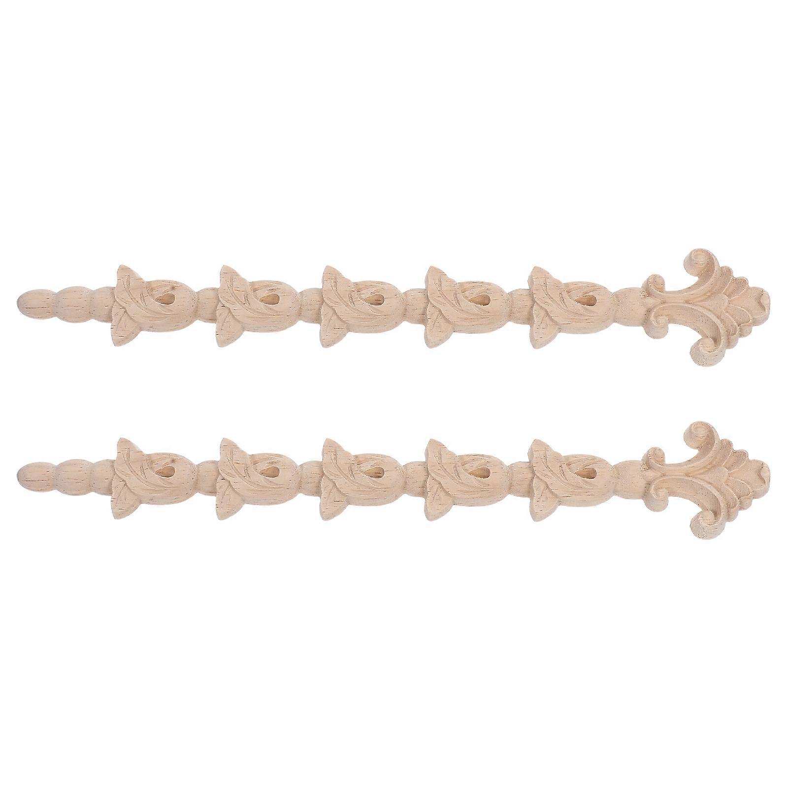 Carved Ornament Applique For Walls Furniture Decoration 8.72X1.38X0.31IN 2Pcs