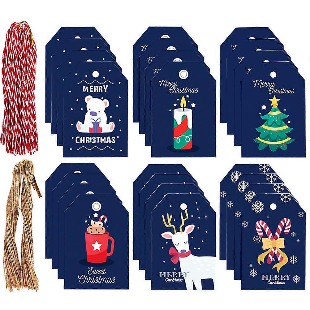 Blue Paper Hanging Tags Christmas Gift Tags for Decoration 100Pcs