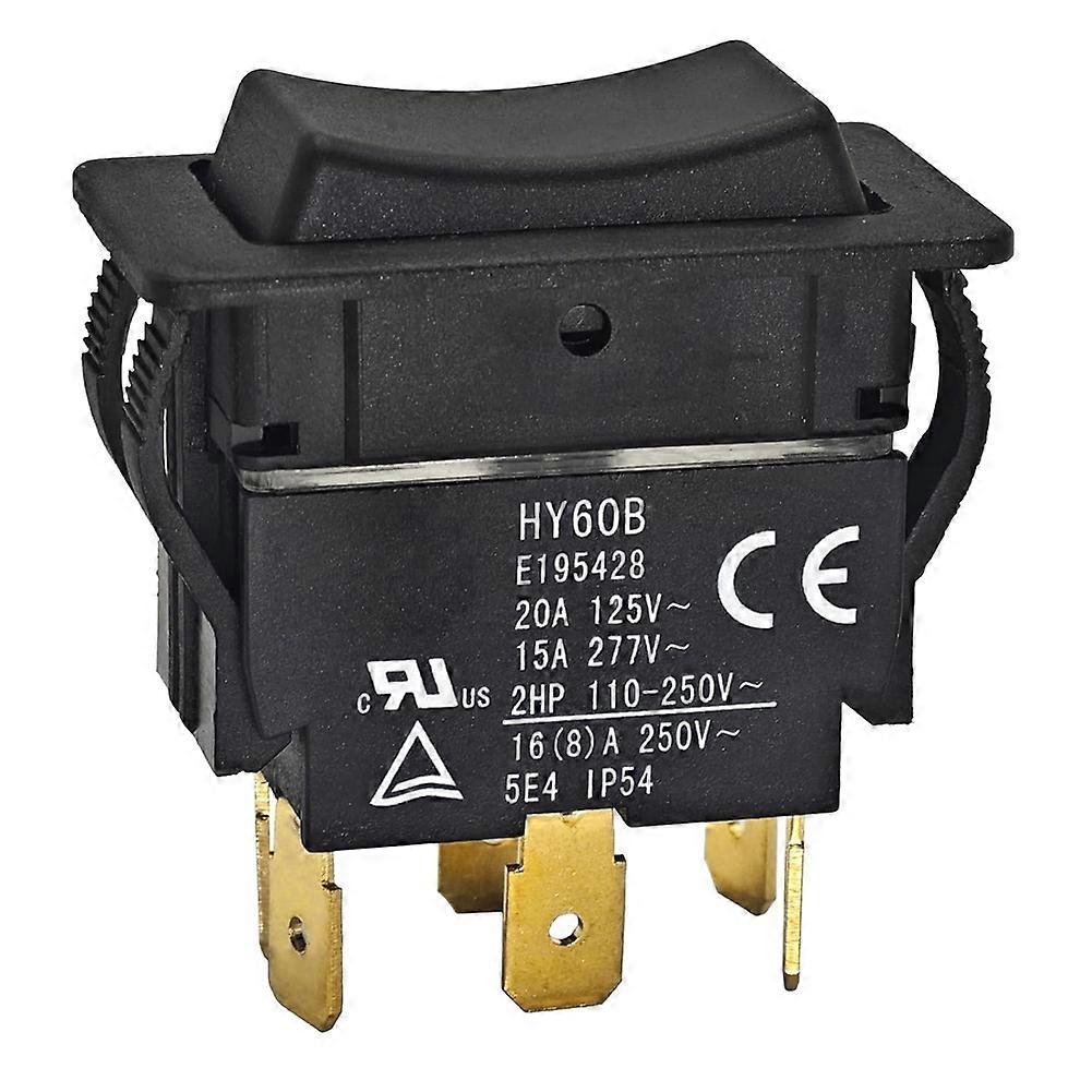 HY60B Rocker Switch - on-Off-on 125/250V 20/15A 6 Pins Push Button Switch - Arc Pushbutton for Industrial,Power Tools