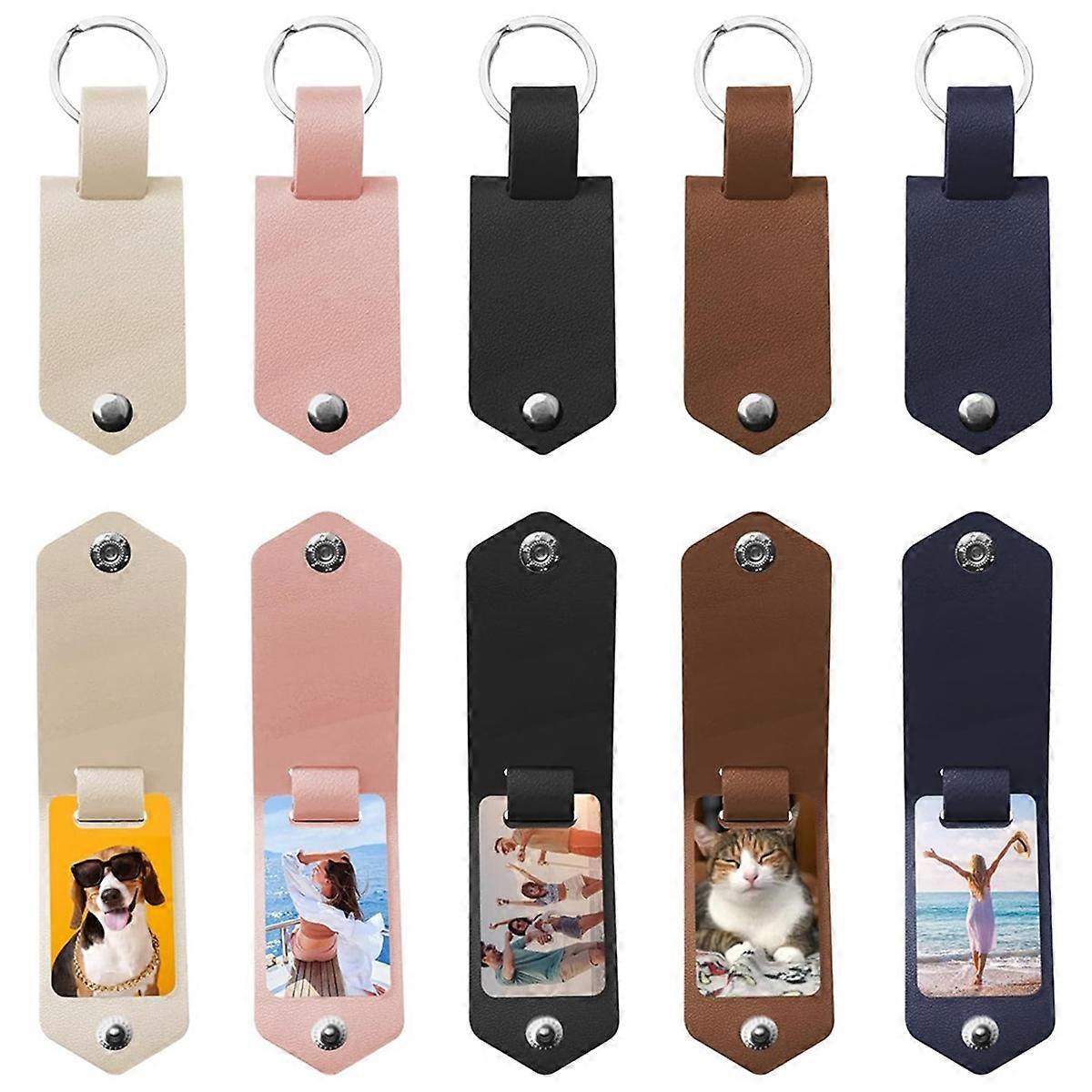 10 PCS Metal Sublimation Blank Keychains with Leather Cover