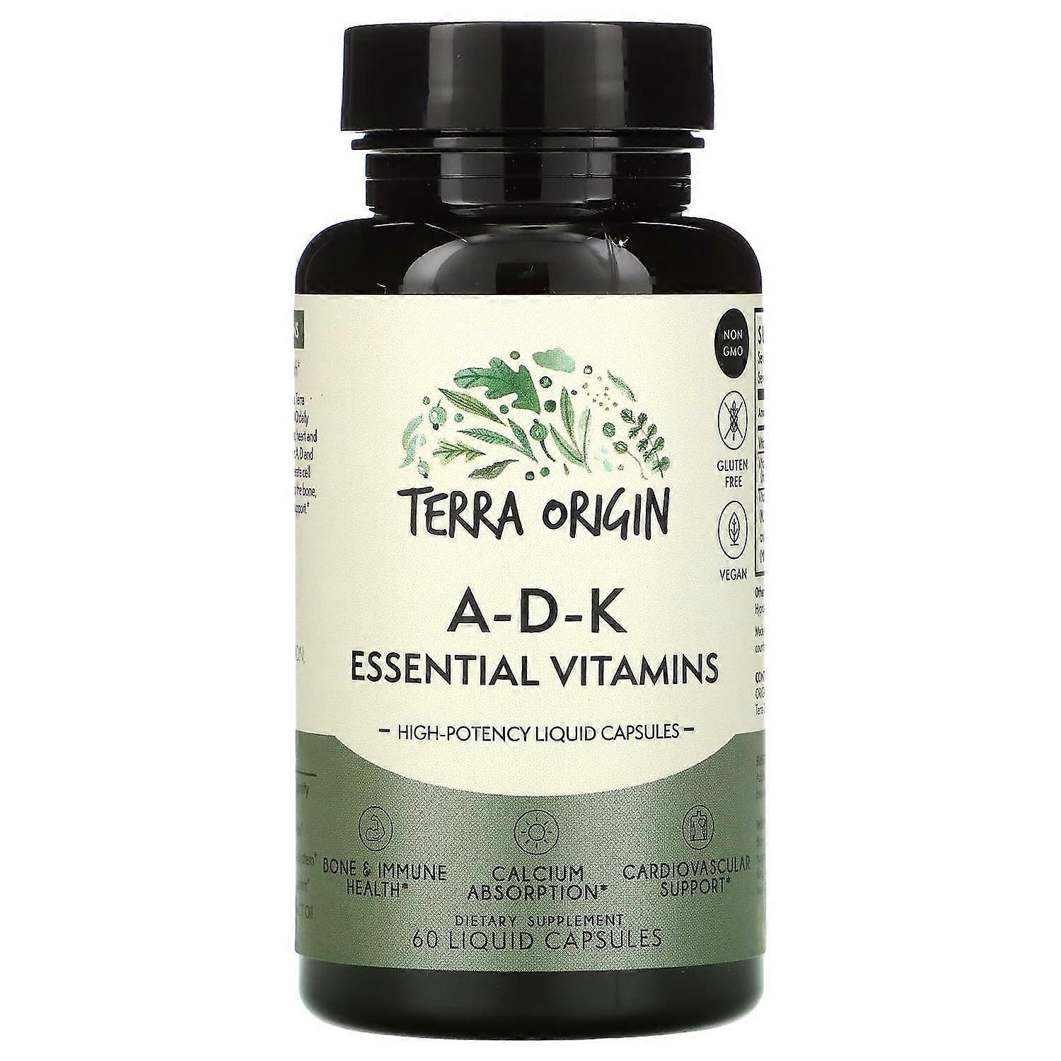 Terra Origin, A-D-K Essential Vitamins, 60 Liquid Capsules
