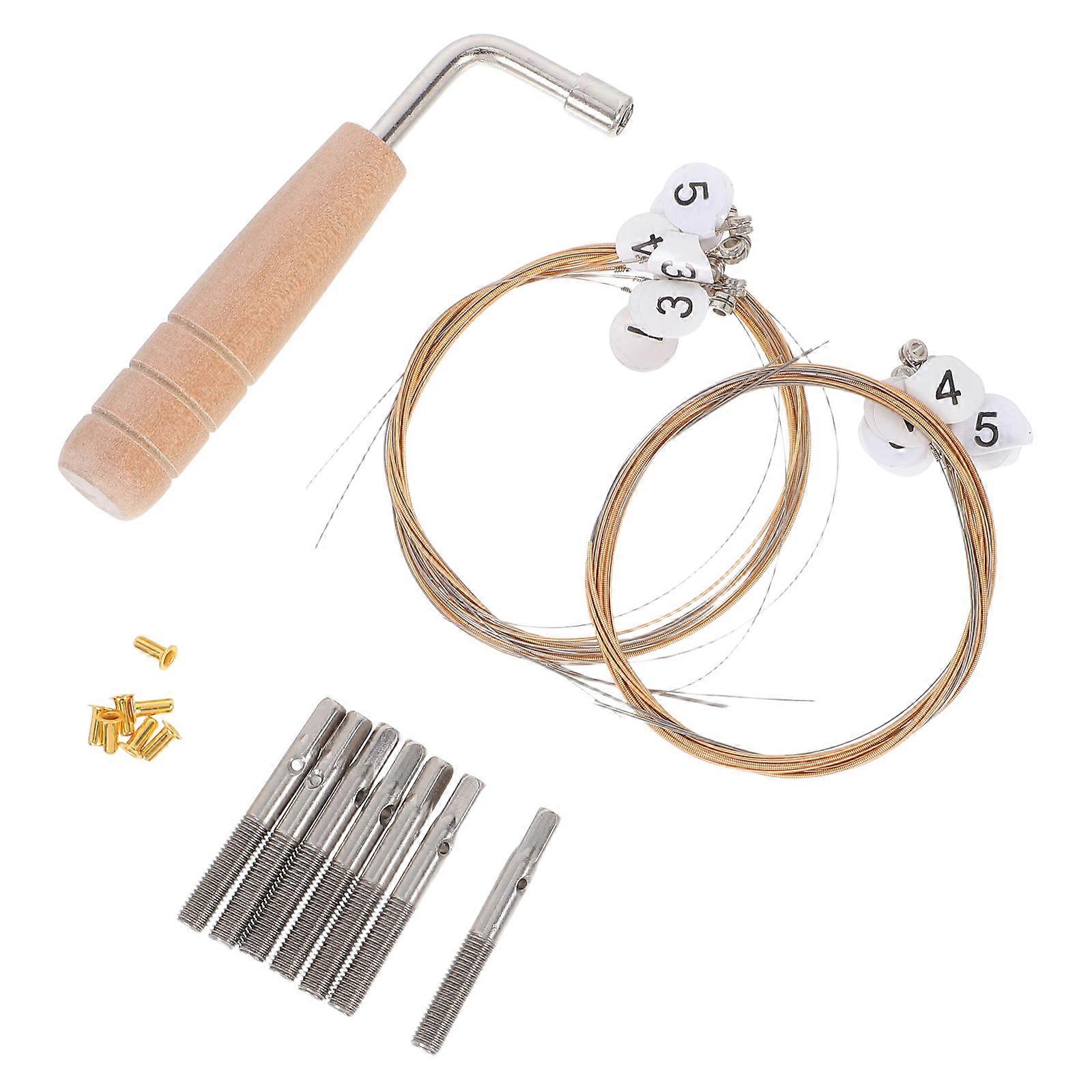 Harp Strings Professional Lyre Harp Tuning Wrench and Strings Kit 5Sets
