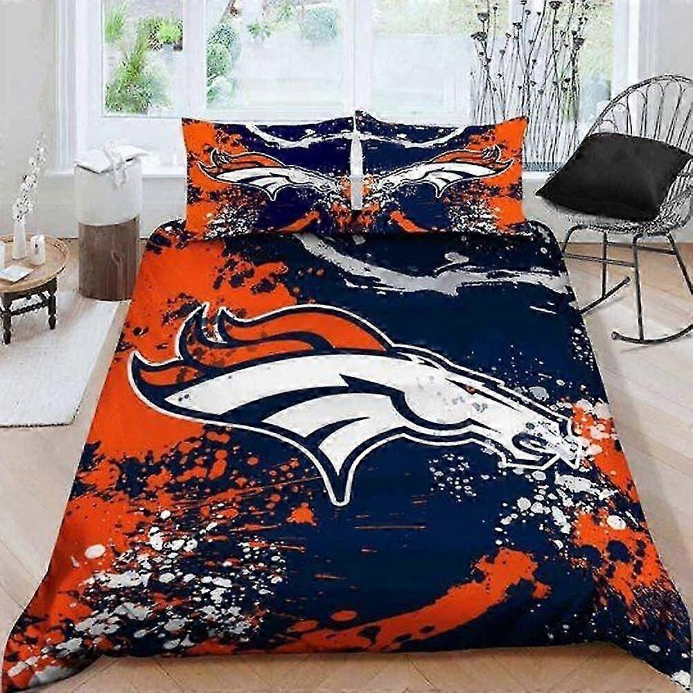 v2254 Lençóis Denver Broncos B0 Conjunto de capa de edredom e capa de edredom Conjunto de cama de 3 peças (1 capa de edredom + 2 fronhas) Lençóis gty2254 25-26