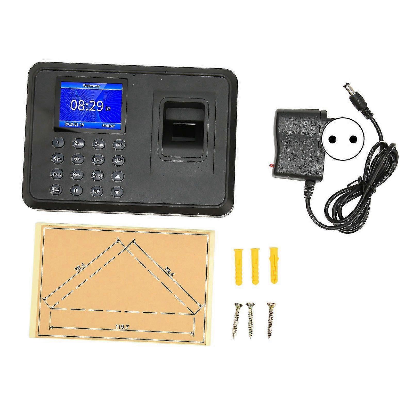 Fingerprint Attendance Machine 2.4 Inch 1000 User Capacity Name Display Biometric Fingerprint Machine 100240V EU Plug