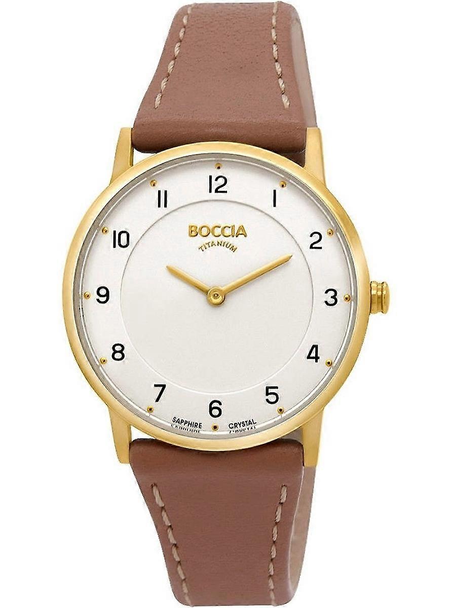 Boccia Bruin Echt Leer Titanium 3254-02 Dameshorloge