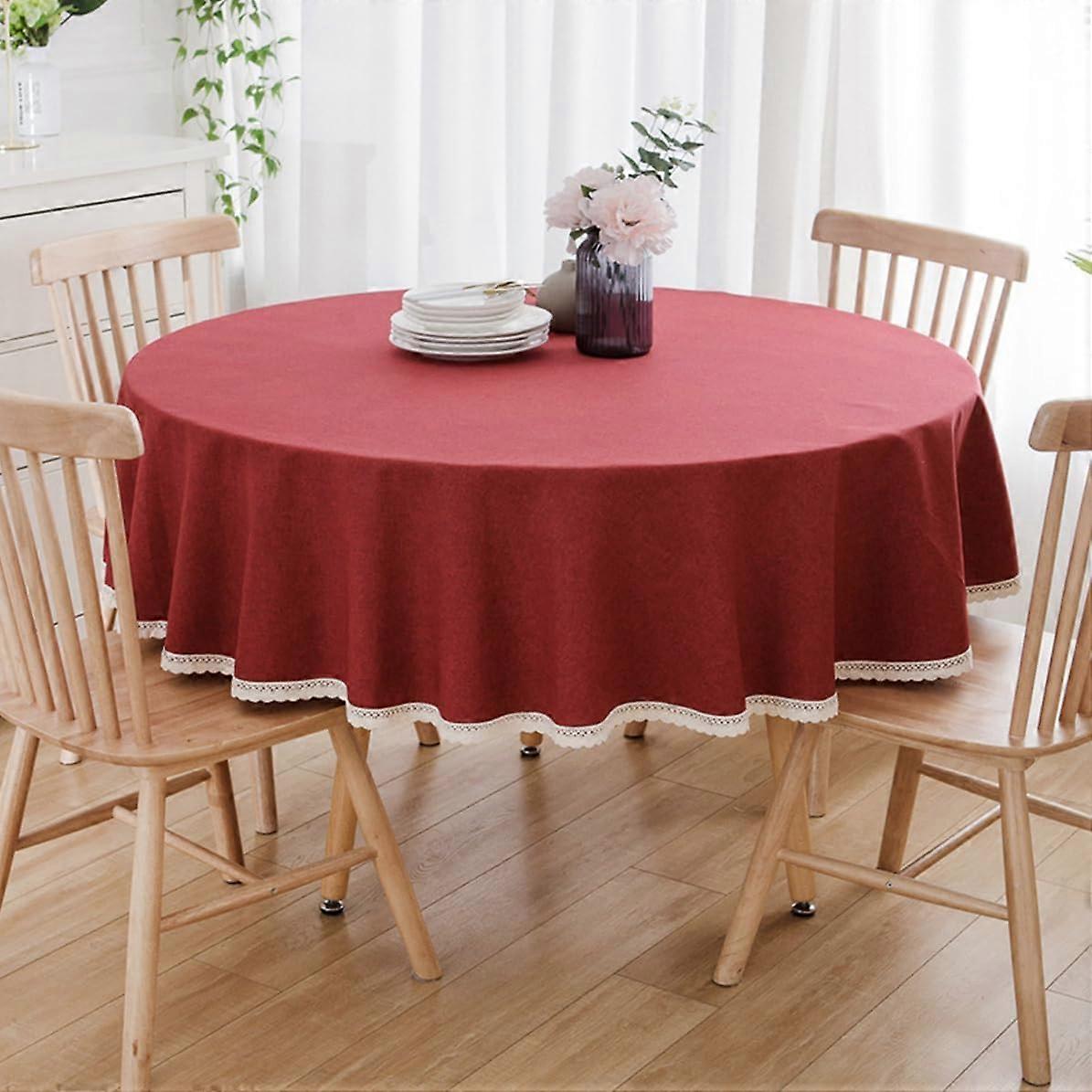 Round tablecloth made of cotton linen, suitable dining tables, coffee tables