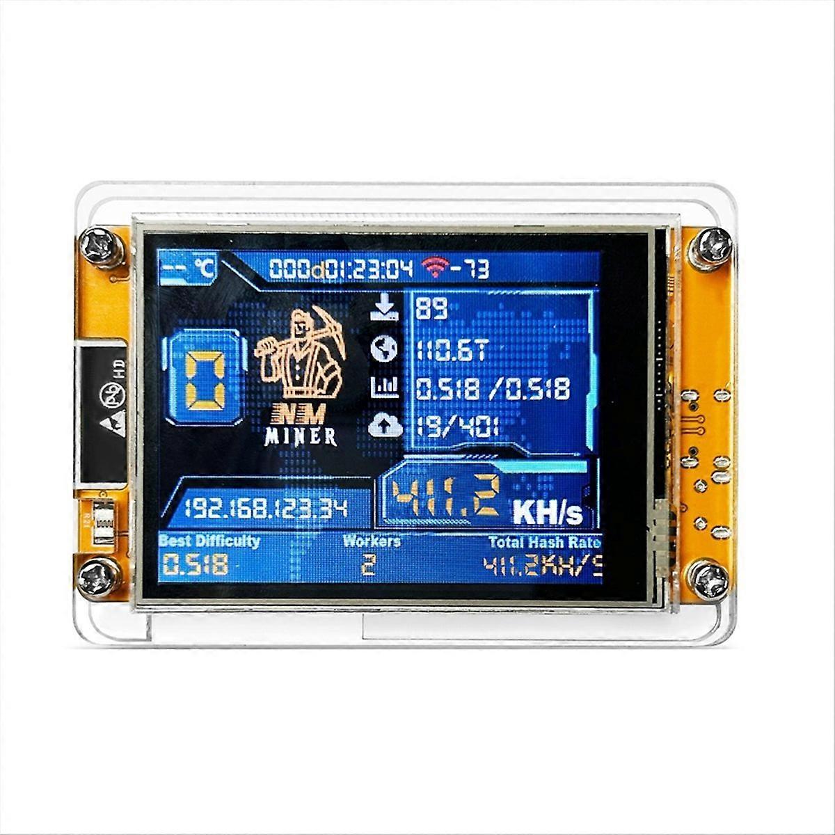 NMMiner NerdMiner V2 411KH/S Hashrate ESP32 2.8 Inch Smart Display BTC Solo Lottery Miner Bitcoin Cr