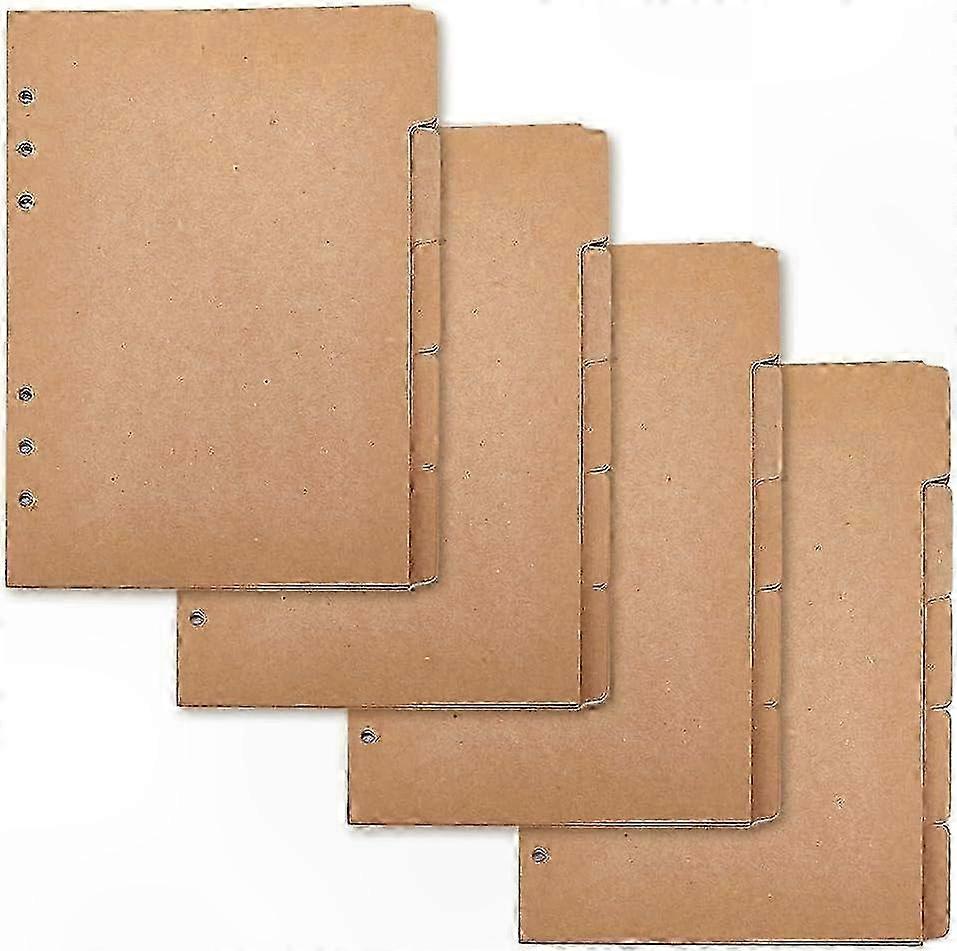 A5 Kraft Paper Binder Dividers 6-Hole 5-Tab Index Sheets for Planner Notebooks Bi SZRH G
