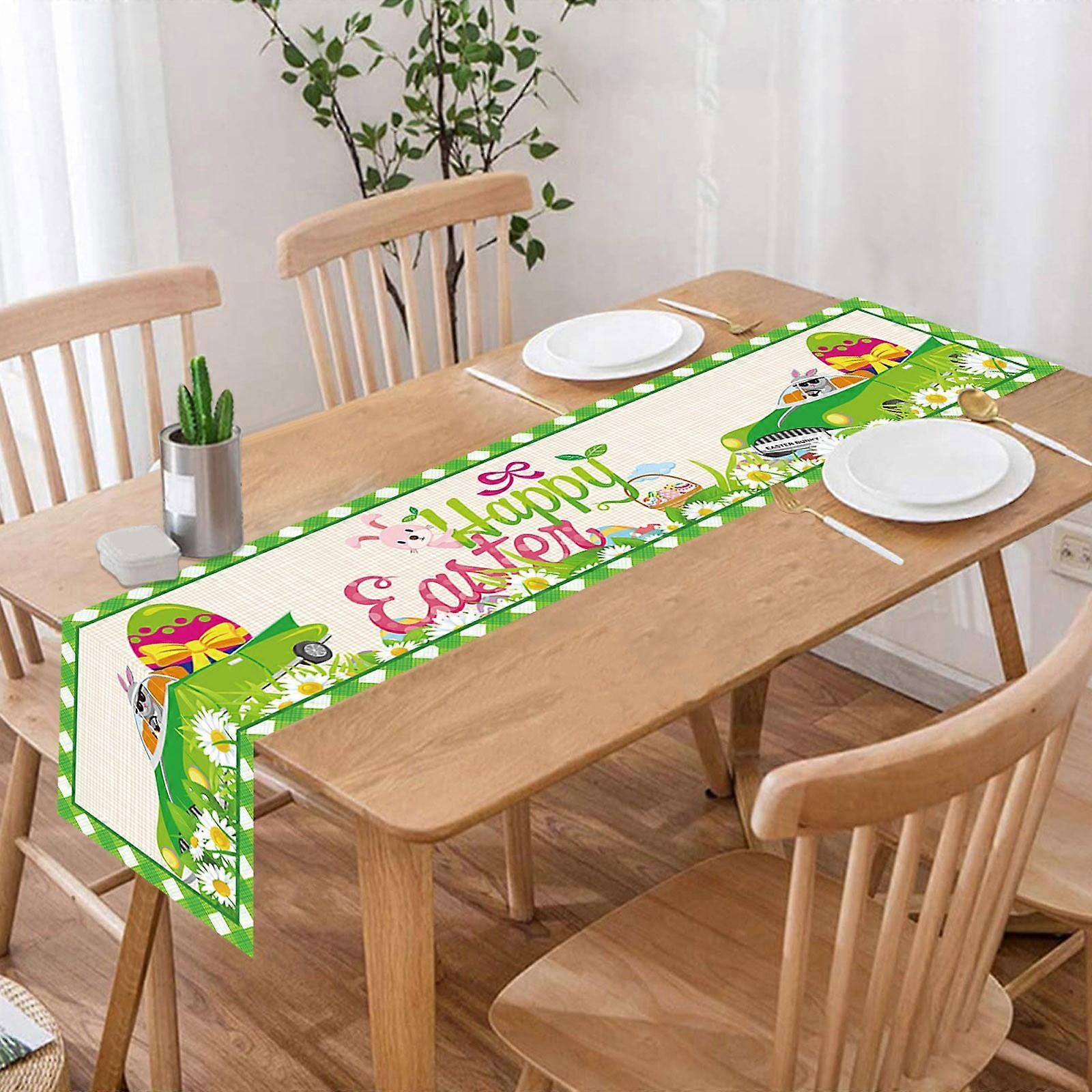 Herrenming 2024 Easter Tablecloth Flags Festive Ambience Decorations Bunny Egg Table Flags