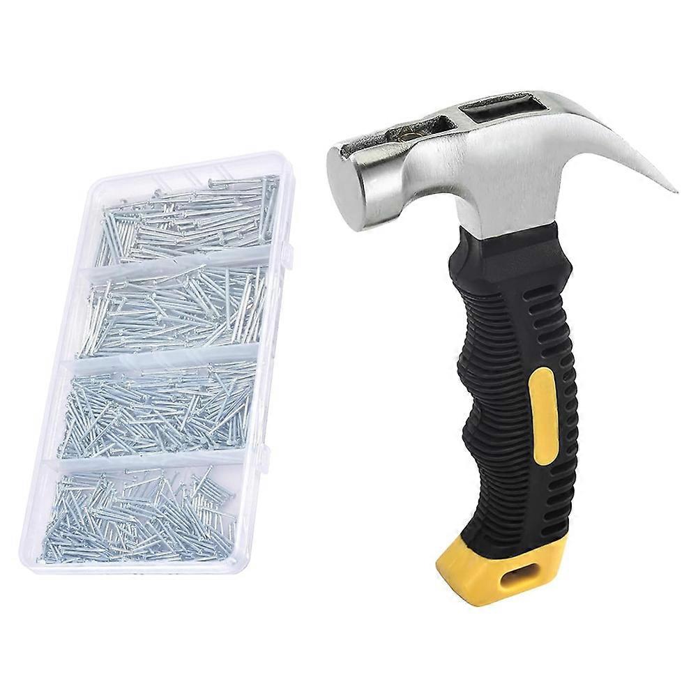 Nail Assortment Kit and 8oz Small Hammer, 650 Pcs Small Nails