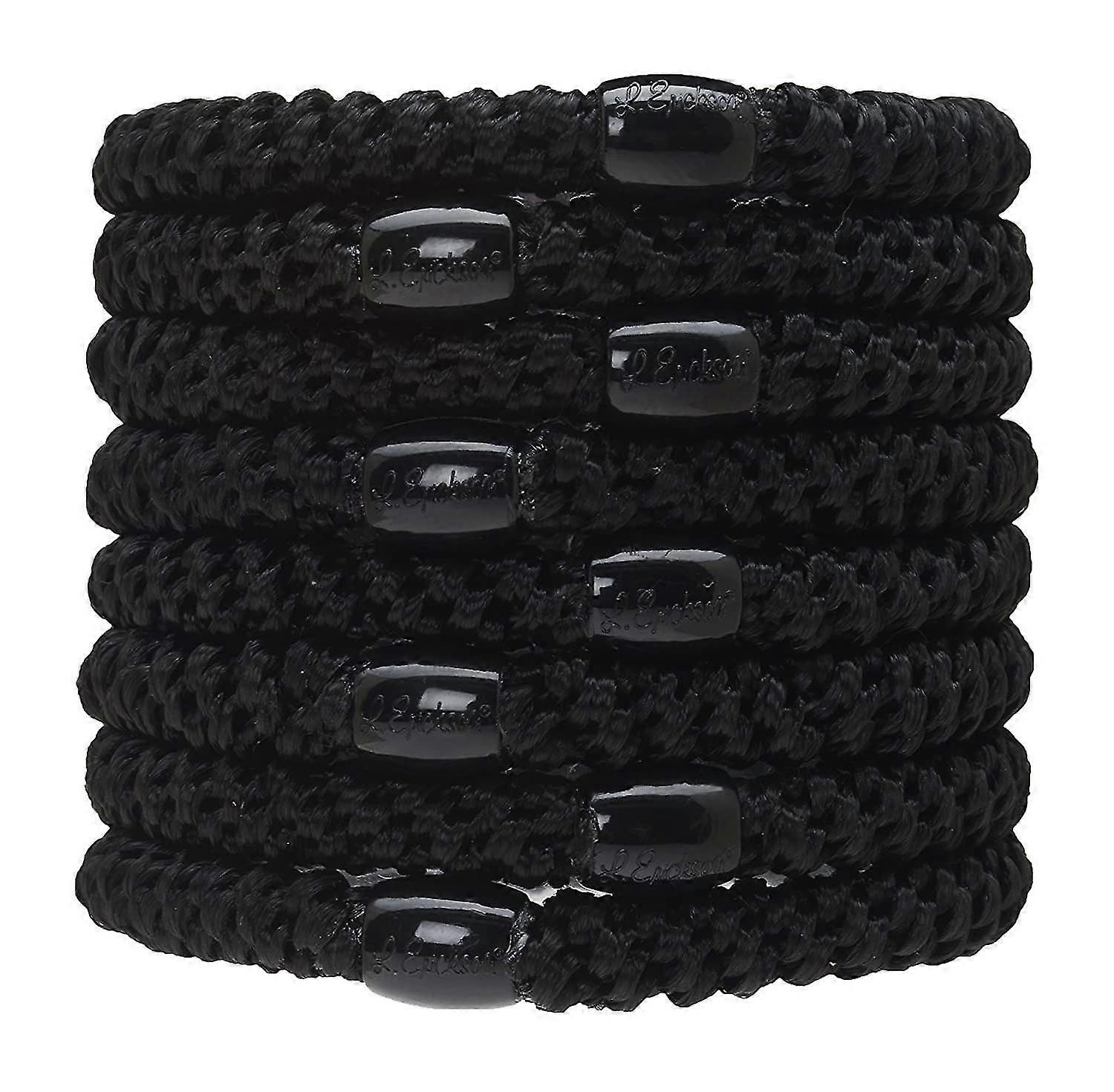 Ponytail Holders, Black, Set Of Eight - Exceptionally Secure With Gentle Hold