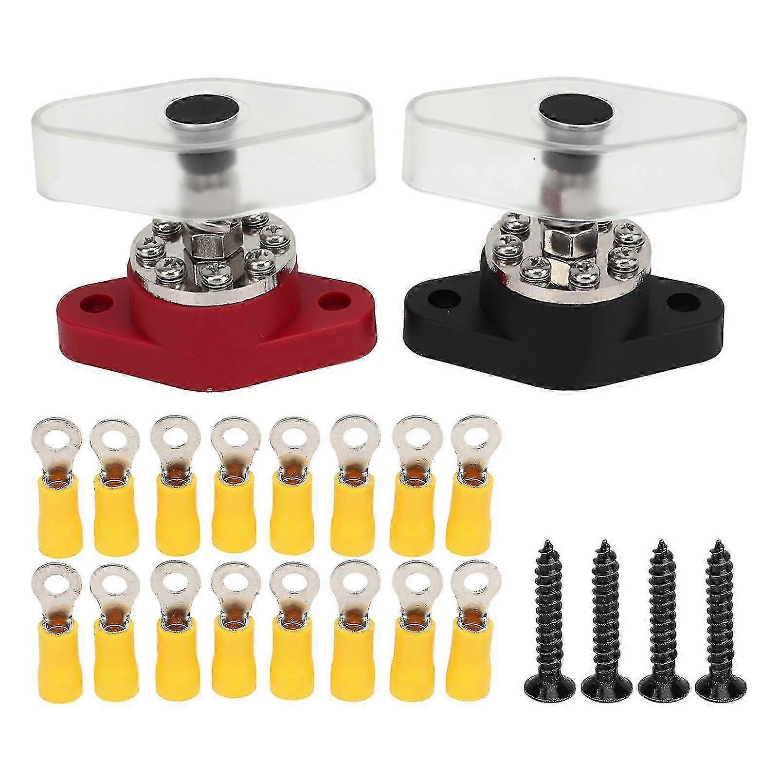 3/8inch M10 300A Power Distribution Block 16 Studs Heavy Duty Battery Terminal Junction Block Red Black