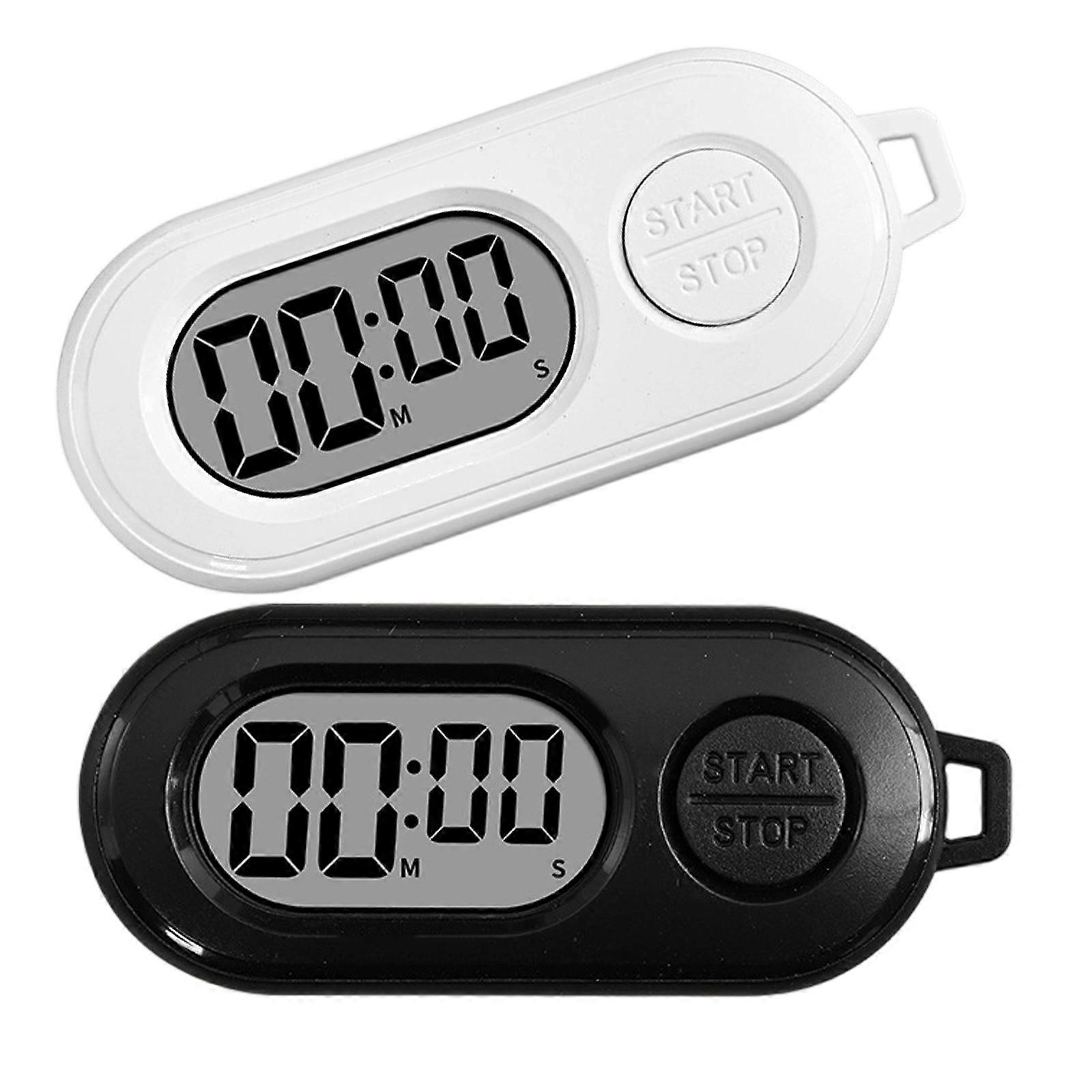 Ergonomic Mini Easy Carry Timers Timer Keychains Large Screen High Accuracy Digital Timers for Outdoor Activity Gym  White